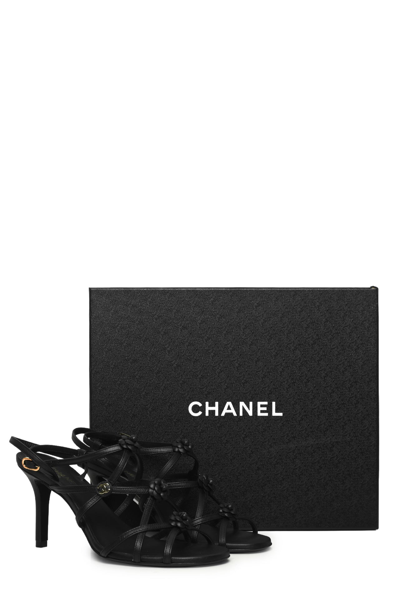 Chanel Size 37 Interlocking CC Logo & Camellia Accent Slingback Sandals - Image 7