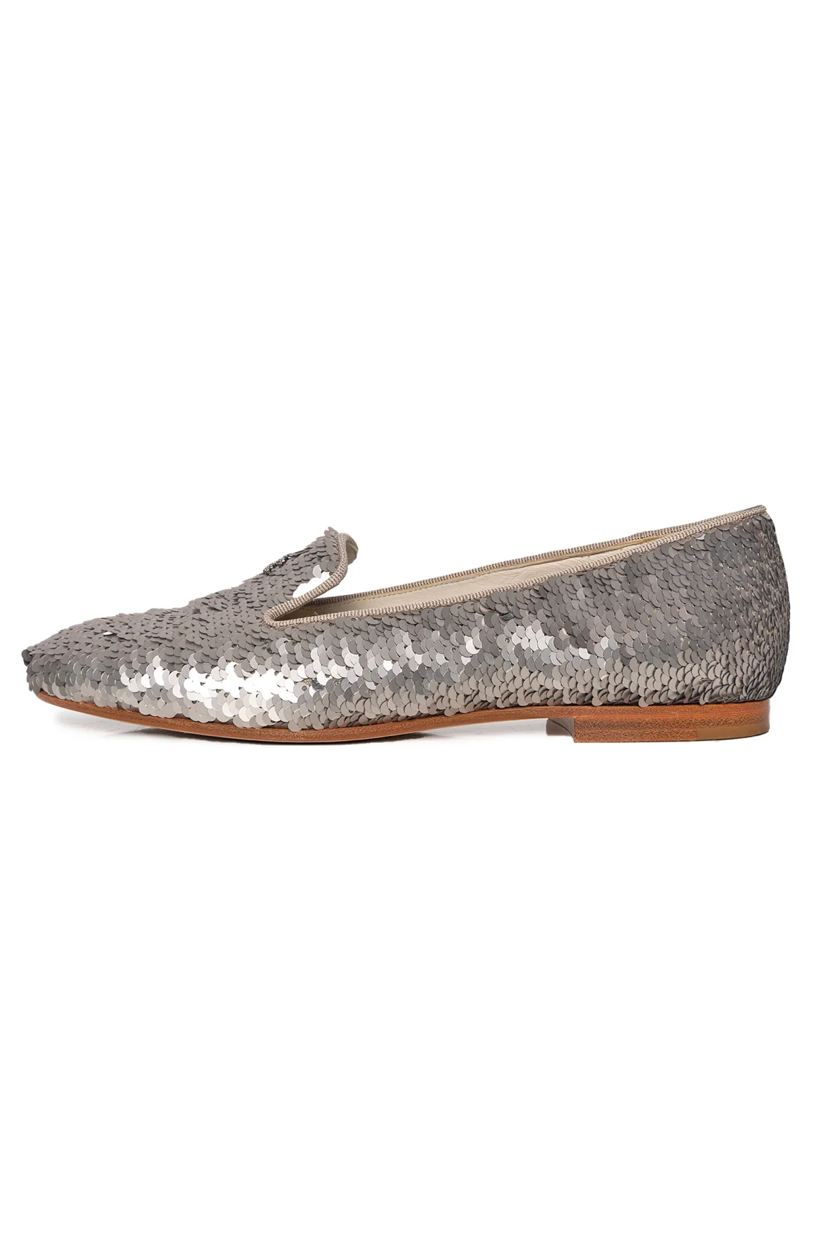 Chanel Size 37 Interlocking CC Logo Sequin Loafers - Image 3
