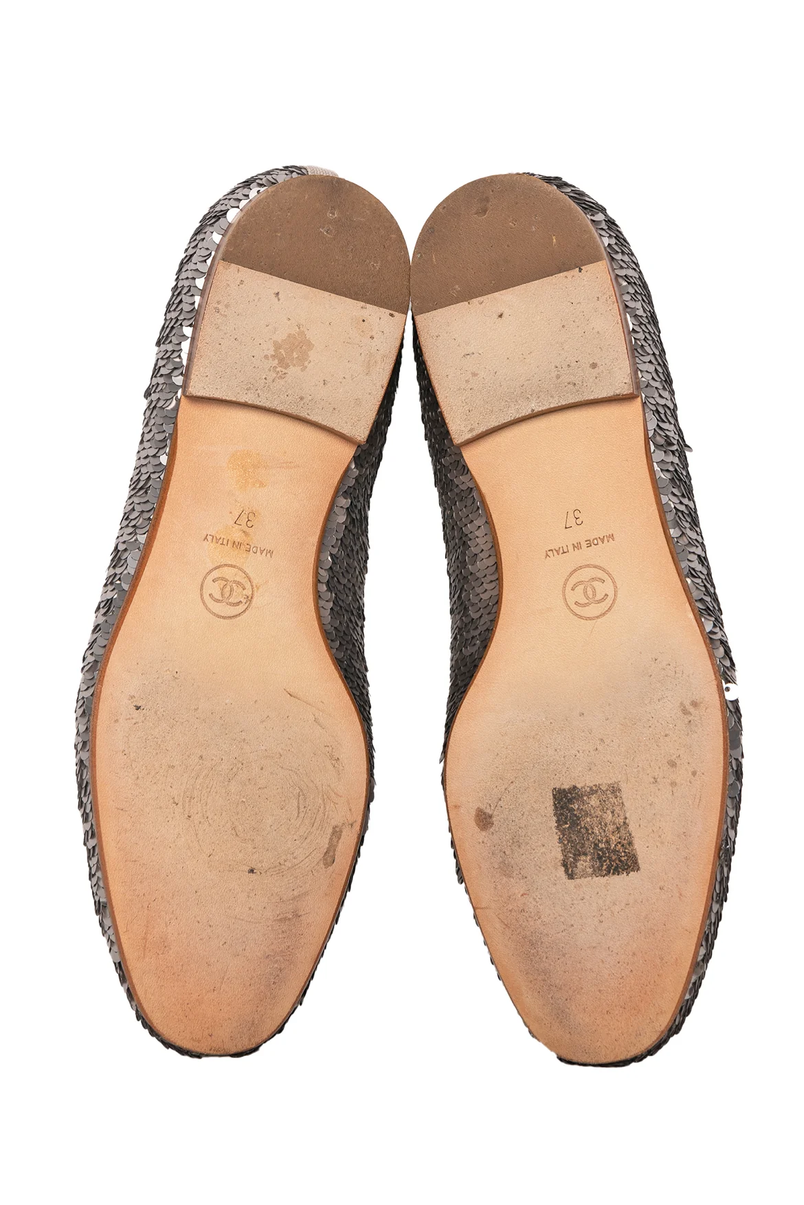 Chanel Size 37 Interlocking CC Logo Sequin Loafers - Image 5