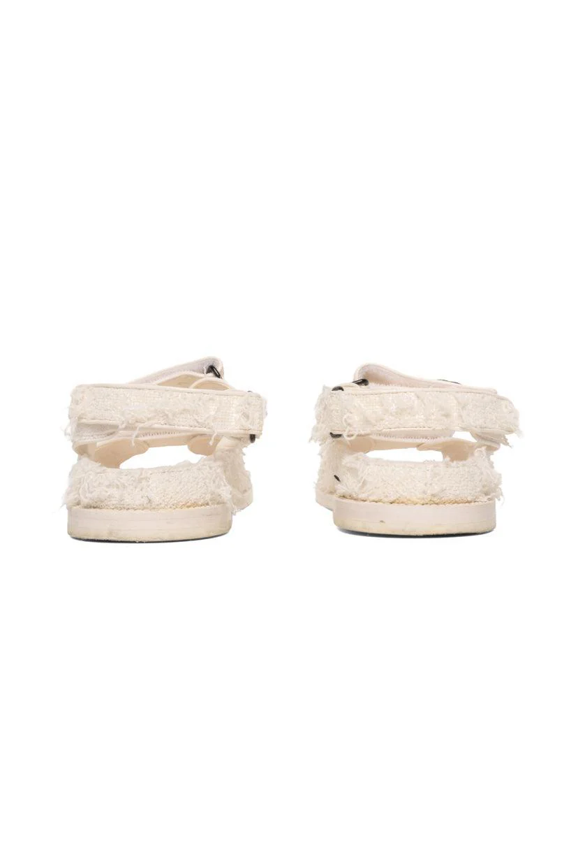 Chanel Size 37 Interlocking CC Logo Tweed Dad Sandals - Image 5