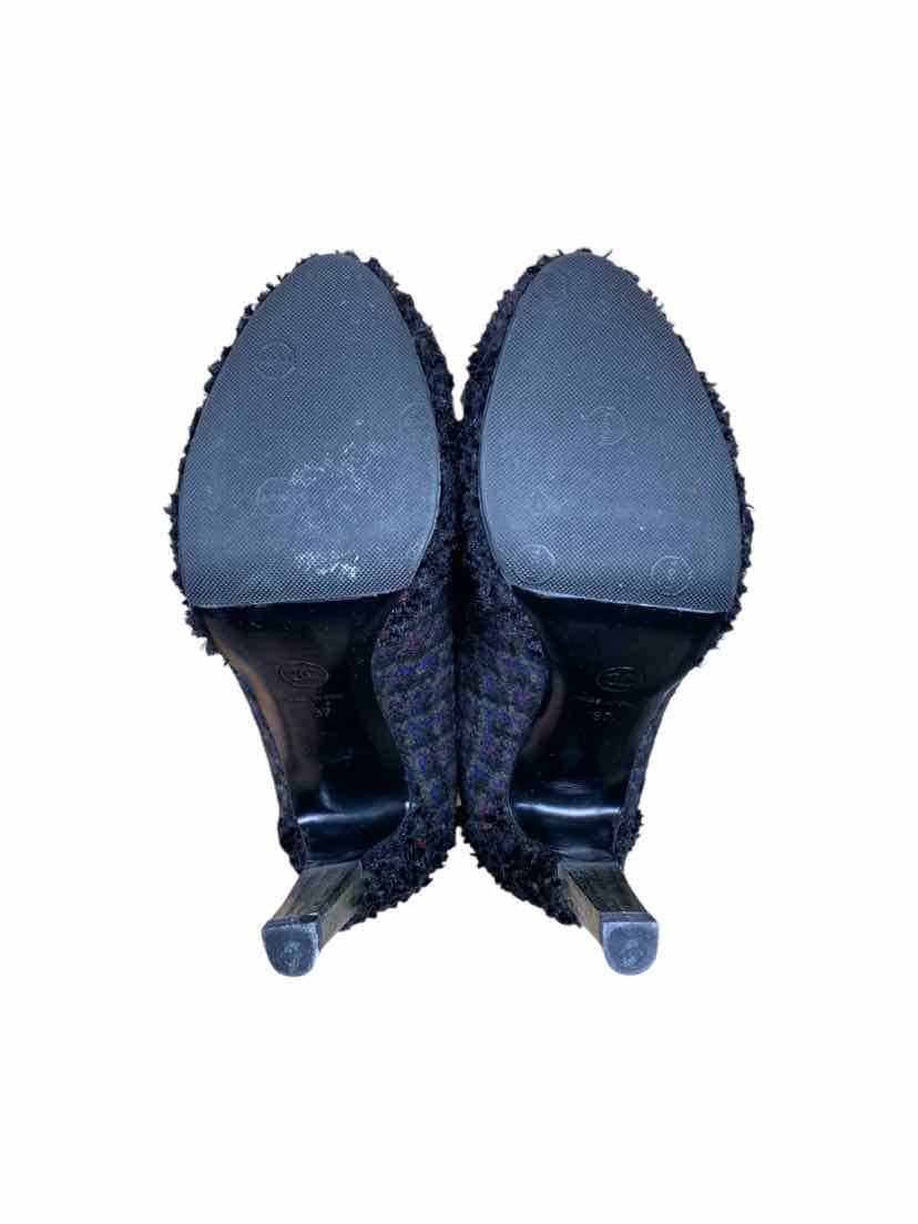 Chanel Size 37 Tweed Lace Up Ankle Boots - Image 5