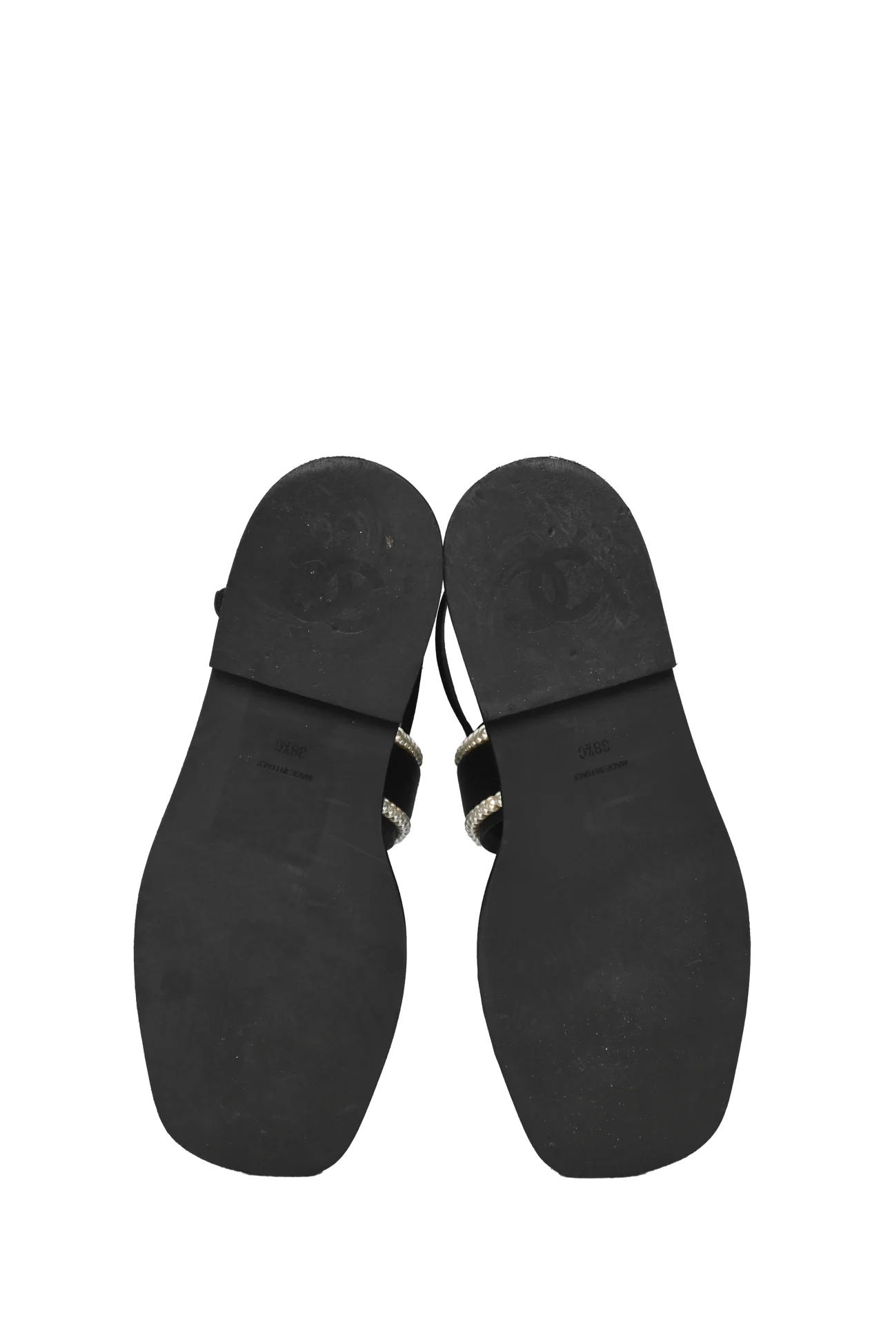 Chanel Size 38.5 2022 Satin & Faux Pearl CC Quilted Sandals - Image 5