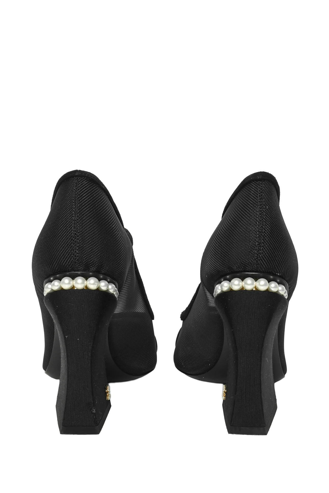 Chanel Size 38.5 Faux Pearls Cap Toe Mary Jane Pumps - Image 4
