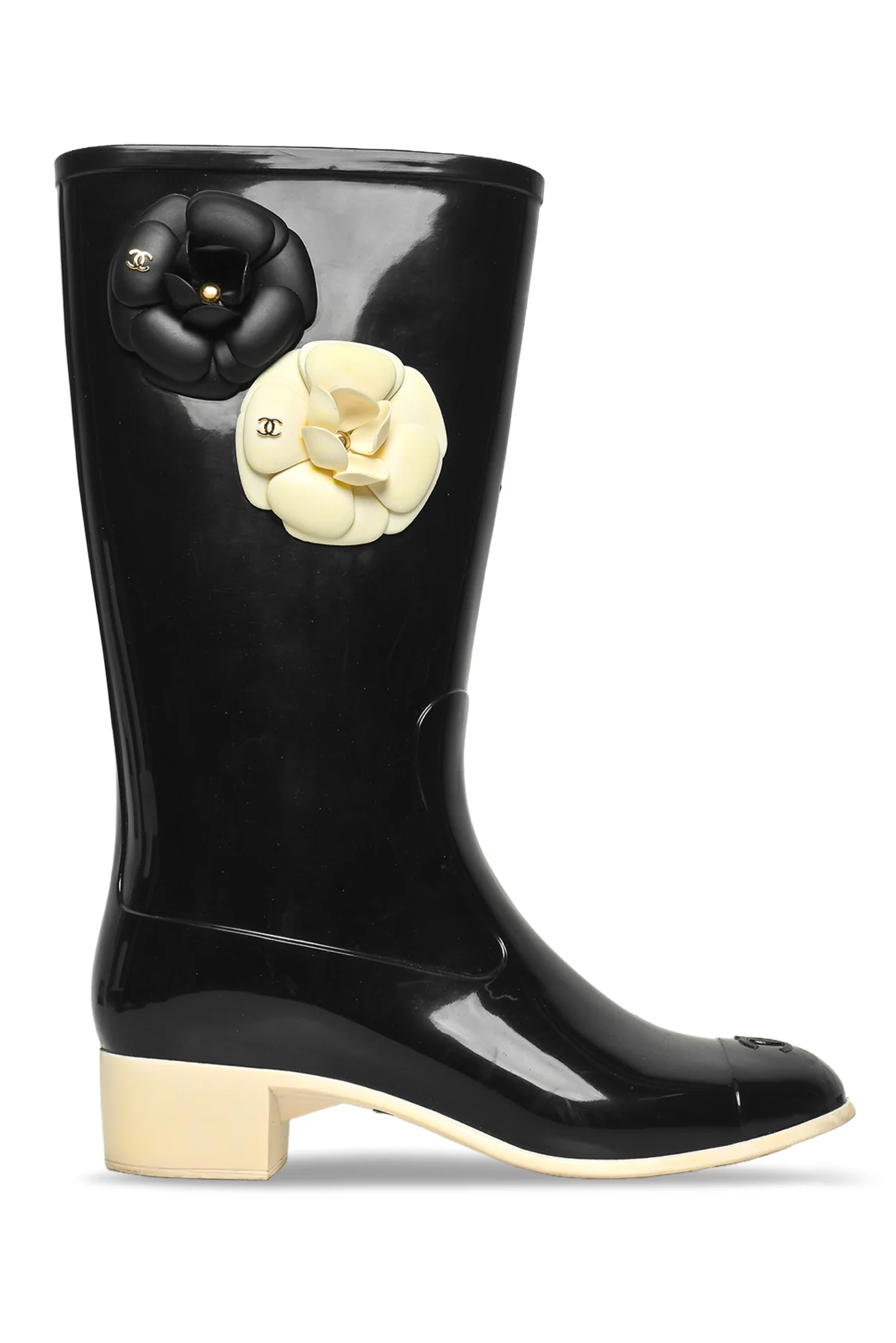 Chanel Size 38 Camelia Rain Boots