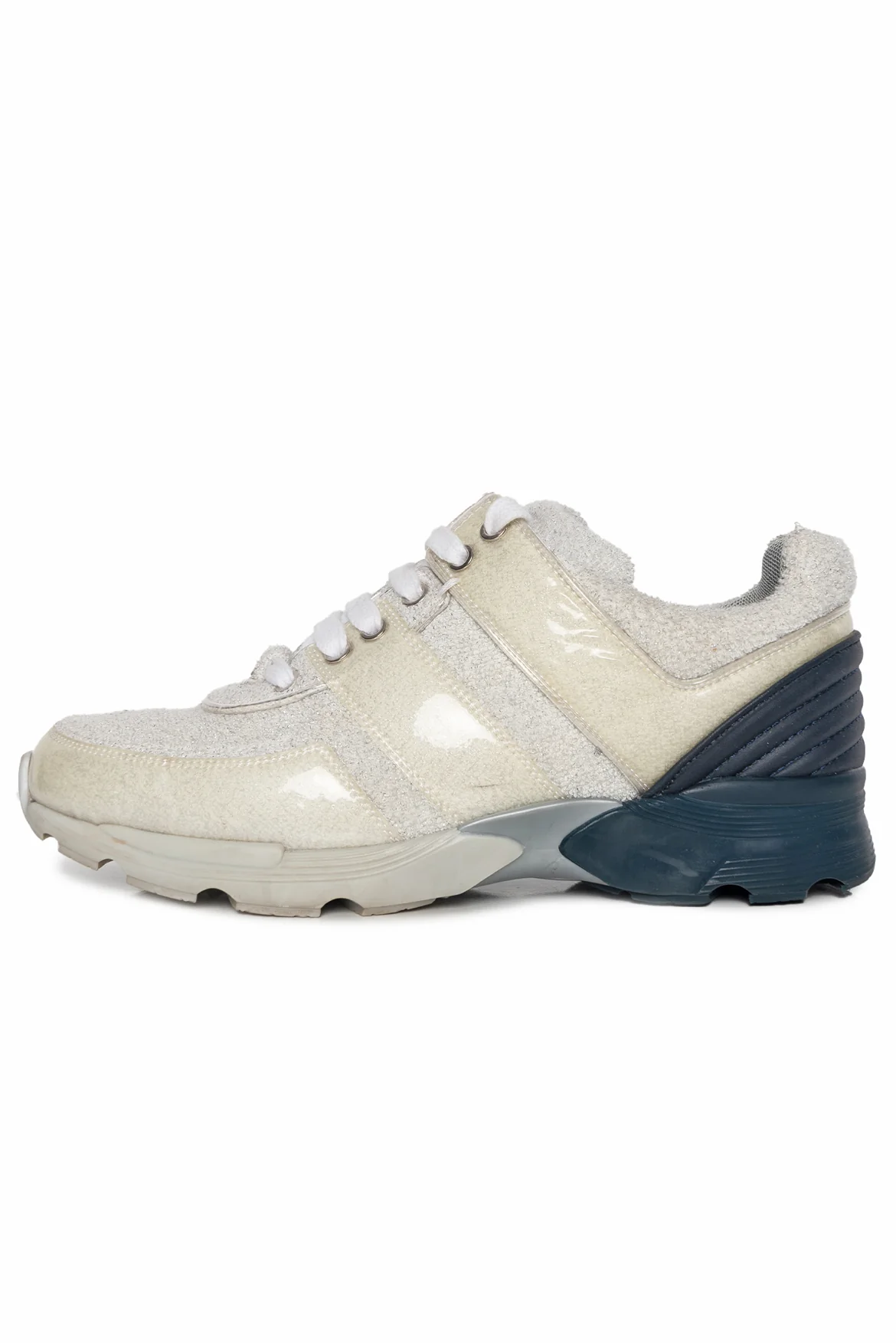 Chanel Size 38 Iridescent Terry Cloth PVC Calfskin Sneaker - Image 3