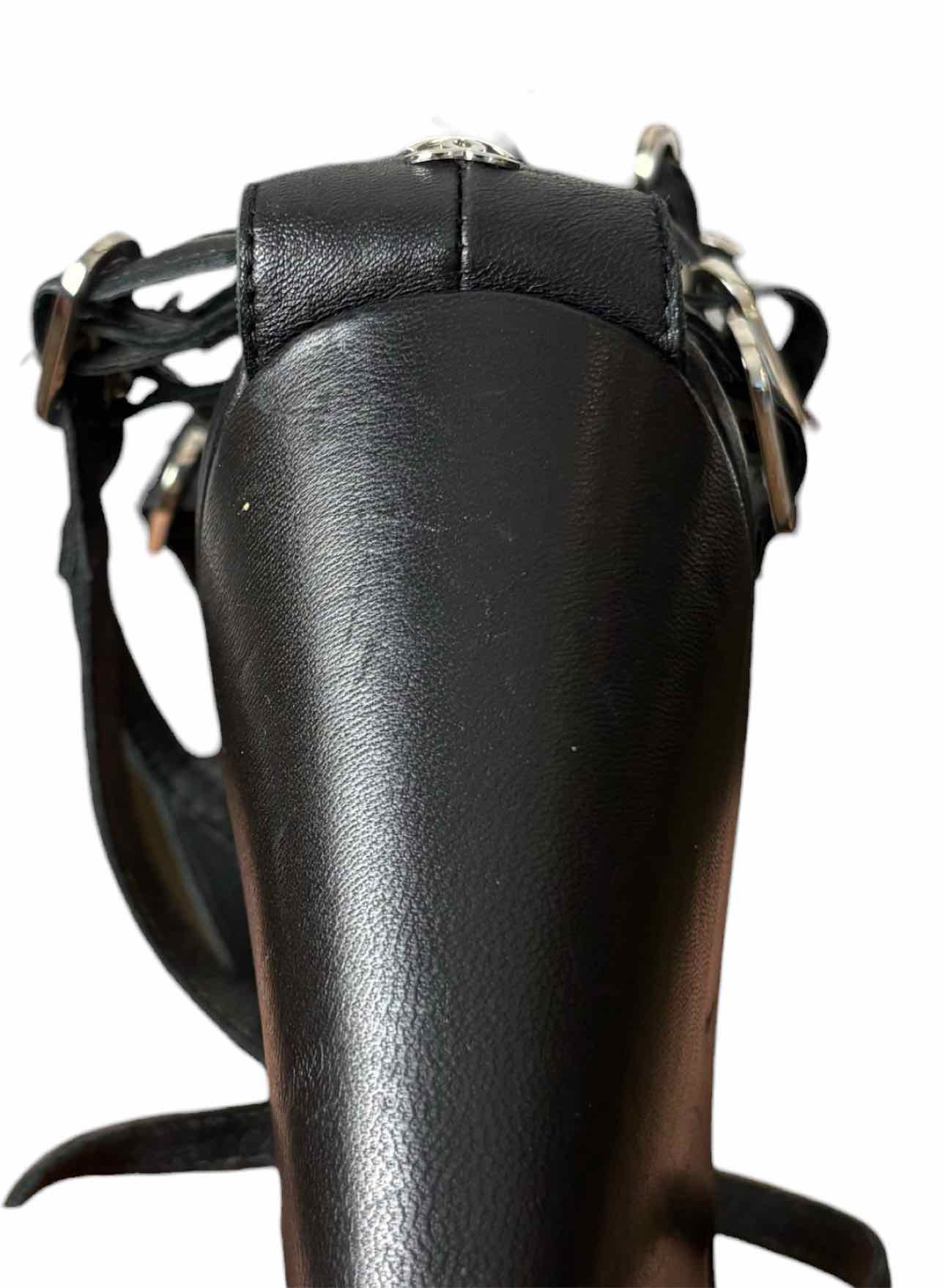 Chanel Size 38 Leather Gladiator Wedge Sandals - Image 11