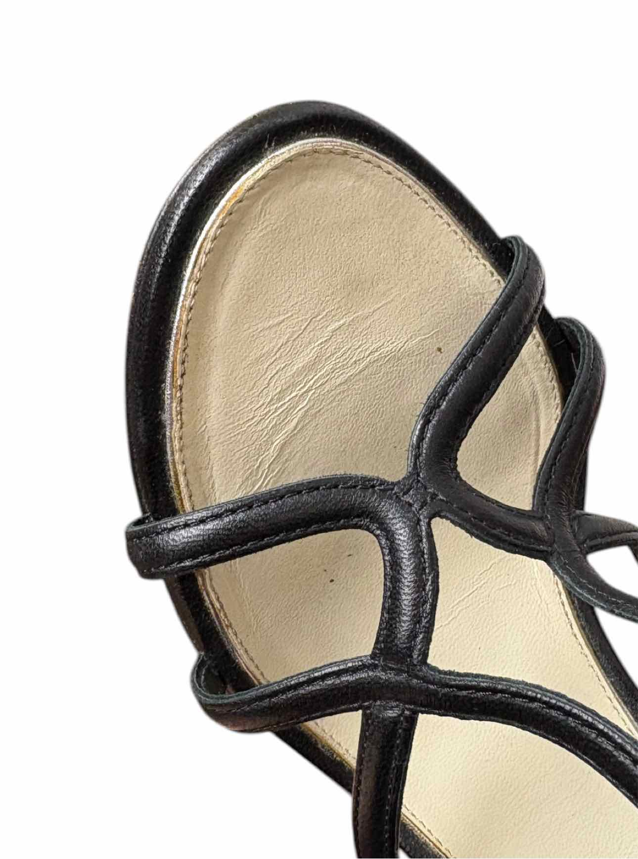 Chanel Size 38 Leather Gladiator Wedge Sandals - Image 17