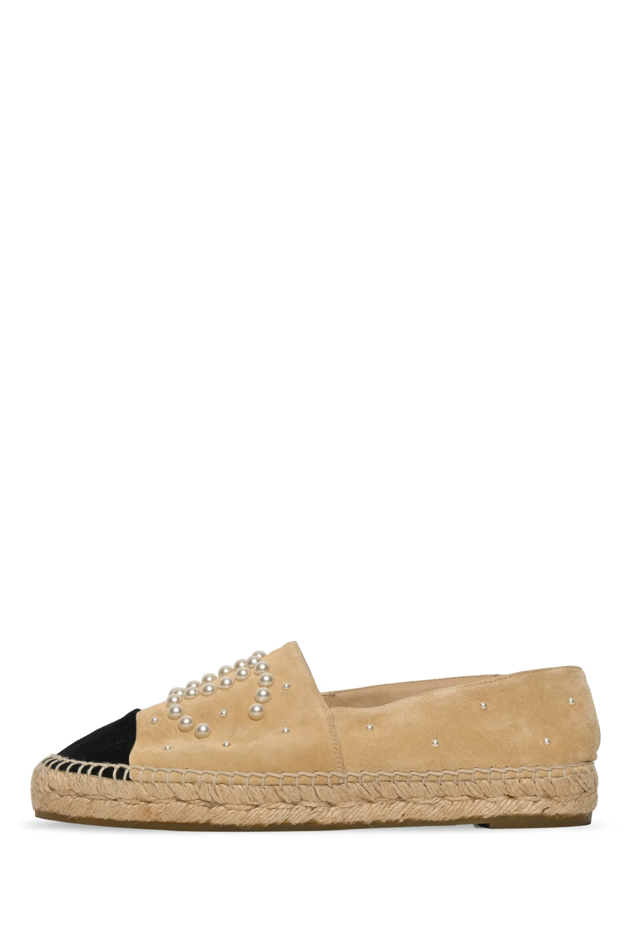 Chanel Size 38 Suede Faux Pearl CC Espadrilles - Image 3