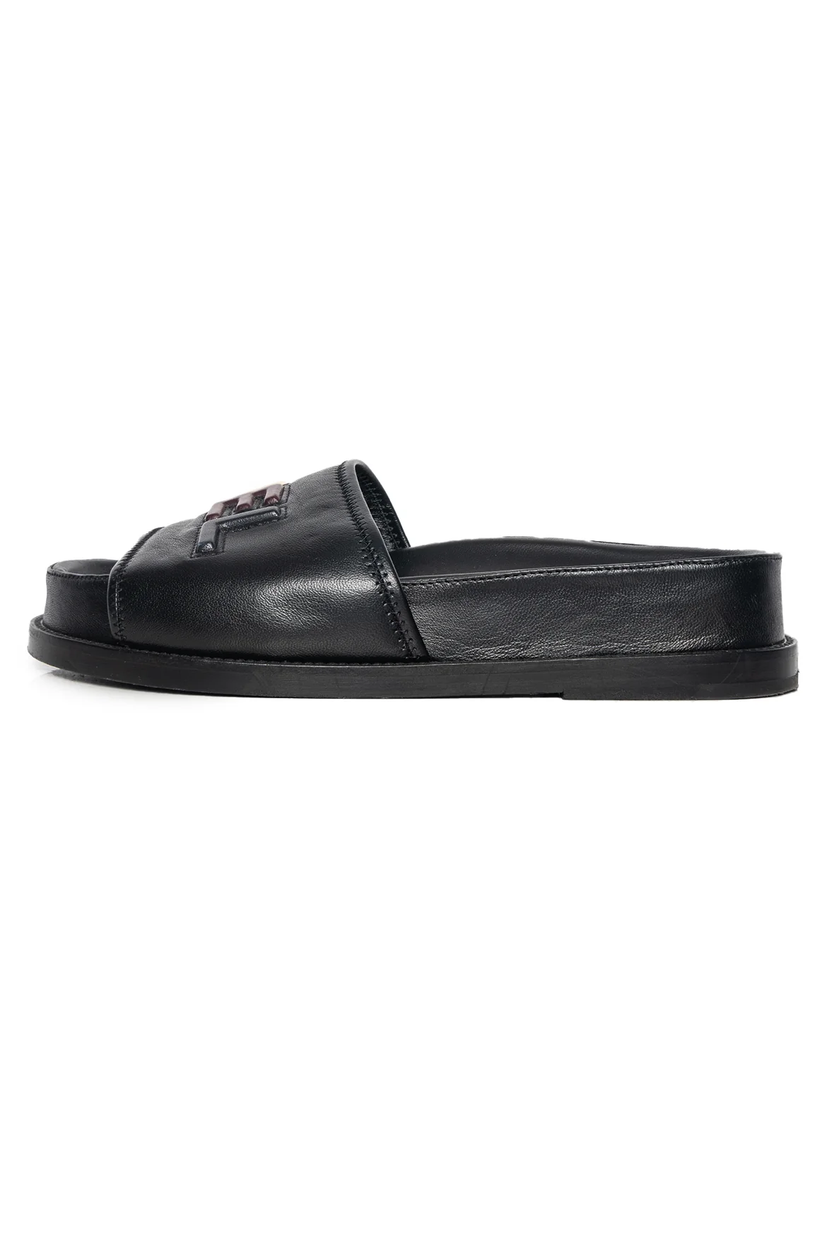 Chanel Size 39 2022 Chanel Logo Leather Slide Sandals - Image 3