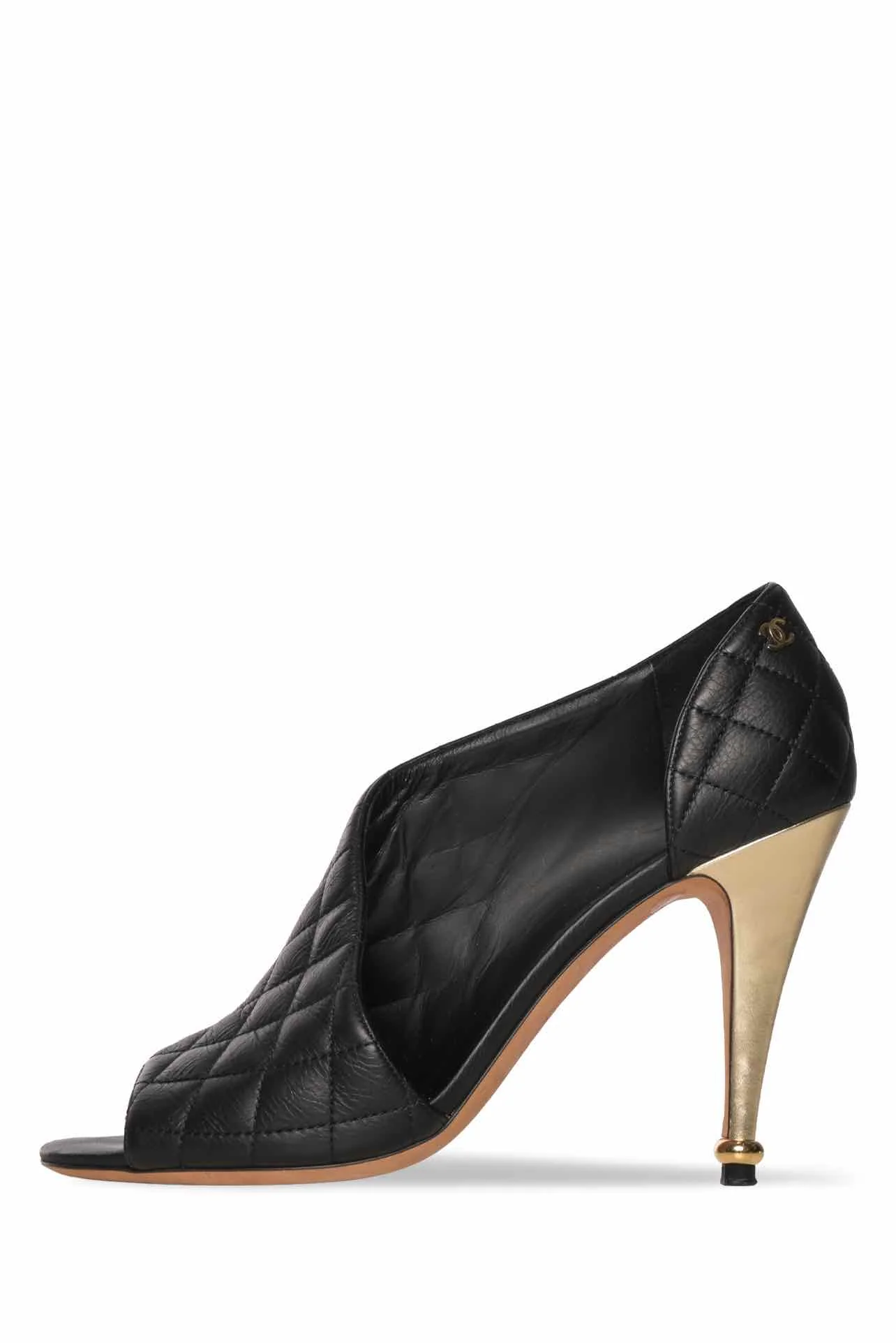 Chanel Size 39.5 D'Orsay Quilted Open Toe Pumps - Image 3