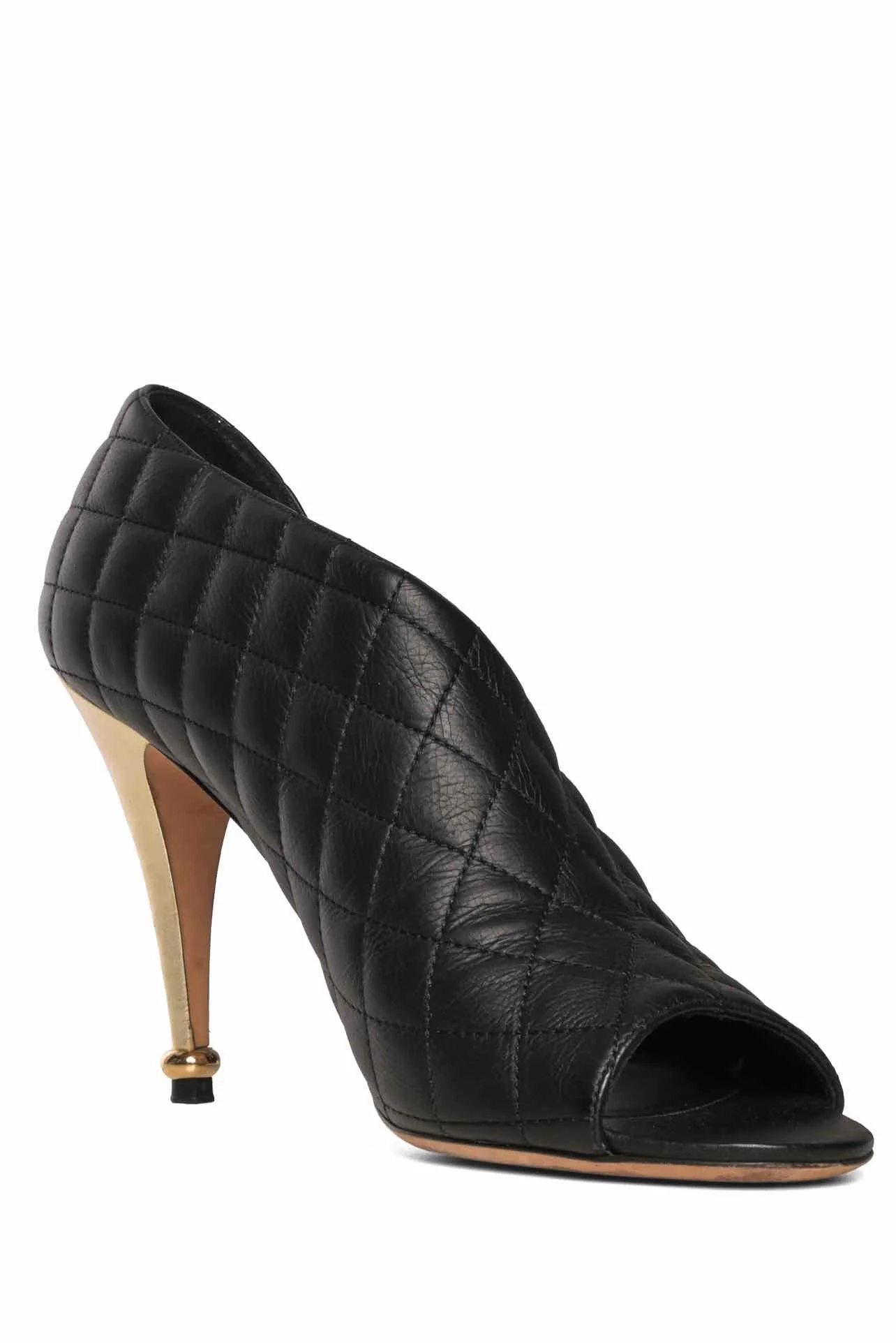 Chanel Size 39.5 D'Orsay Quilted Open Toe Pumps - Image 4
