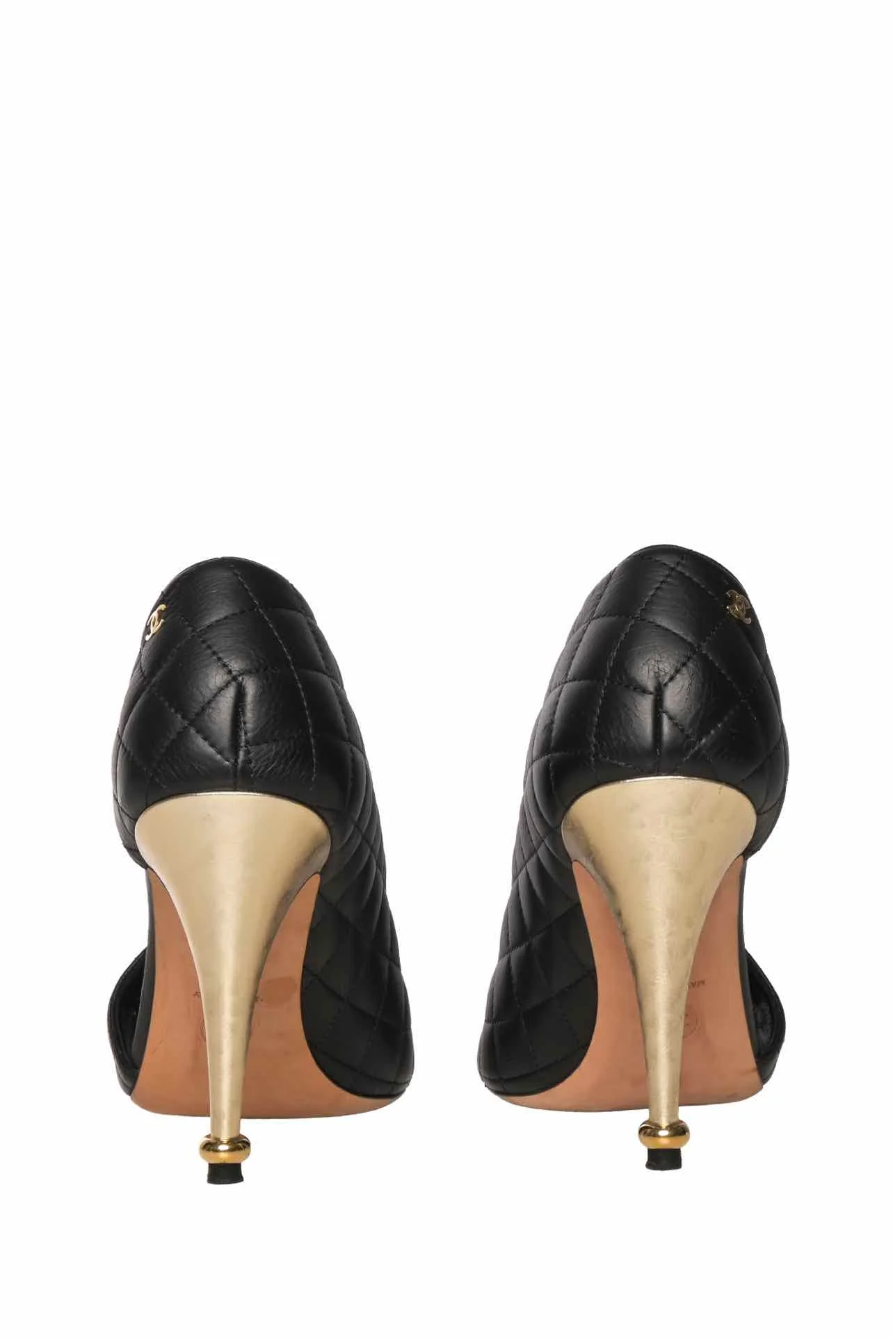 Chanel Size 39.5 D'Orsay Quilted Open Toe Pumps - Image 5