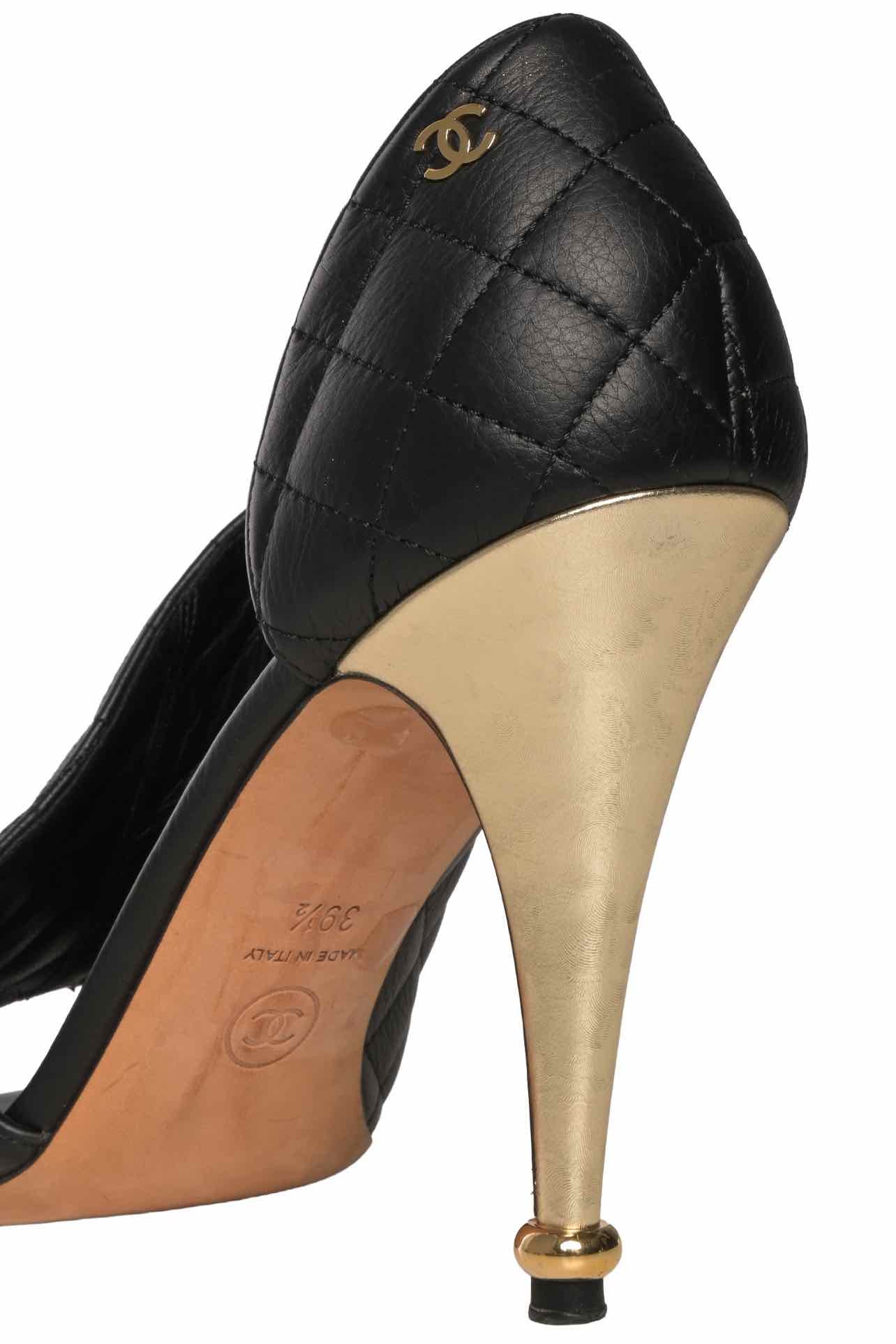 Chanel Size 39.5 D'Orsay Quilted Open Toe Pumps - Image 6