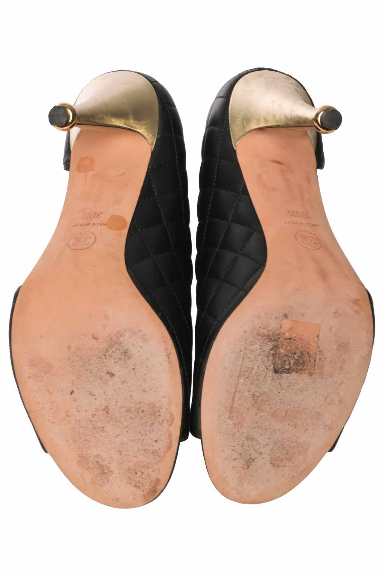 Chanel Size 39.5 D'Orsay Quilted Open Toe Pumps - Image 7