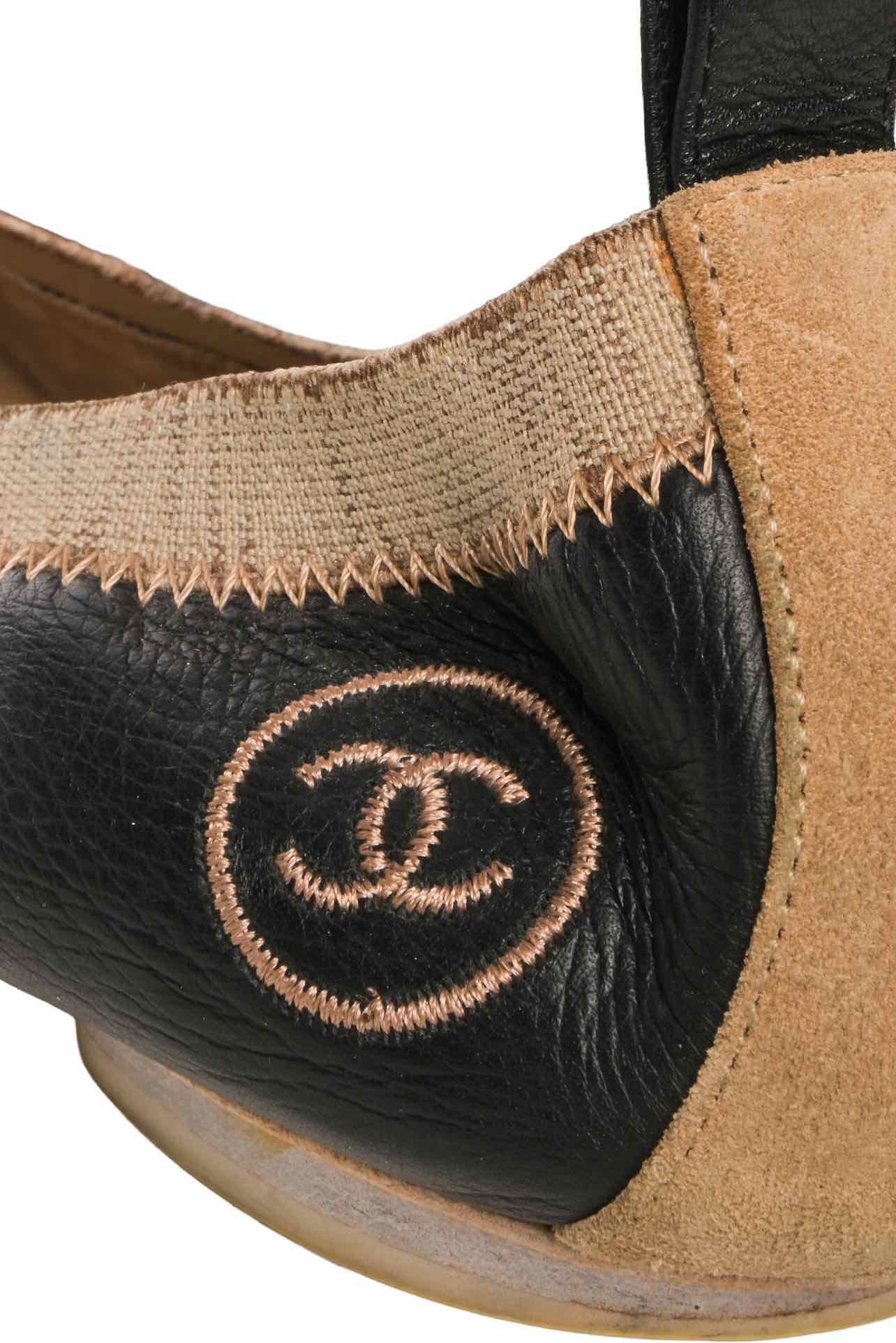 Chanel Size 39.5 Leather & Suede Ballet Flats - Image 4