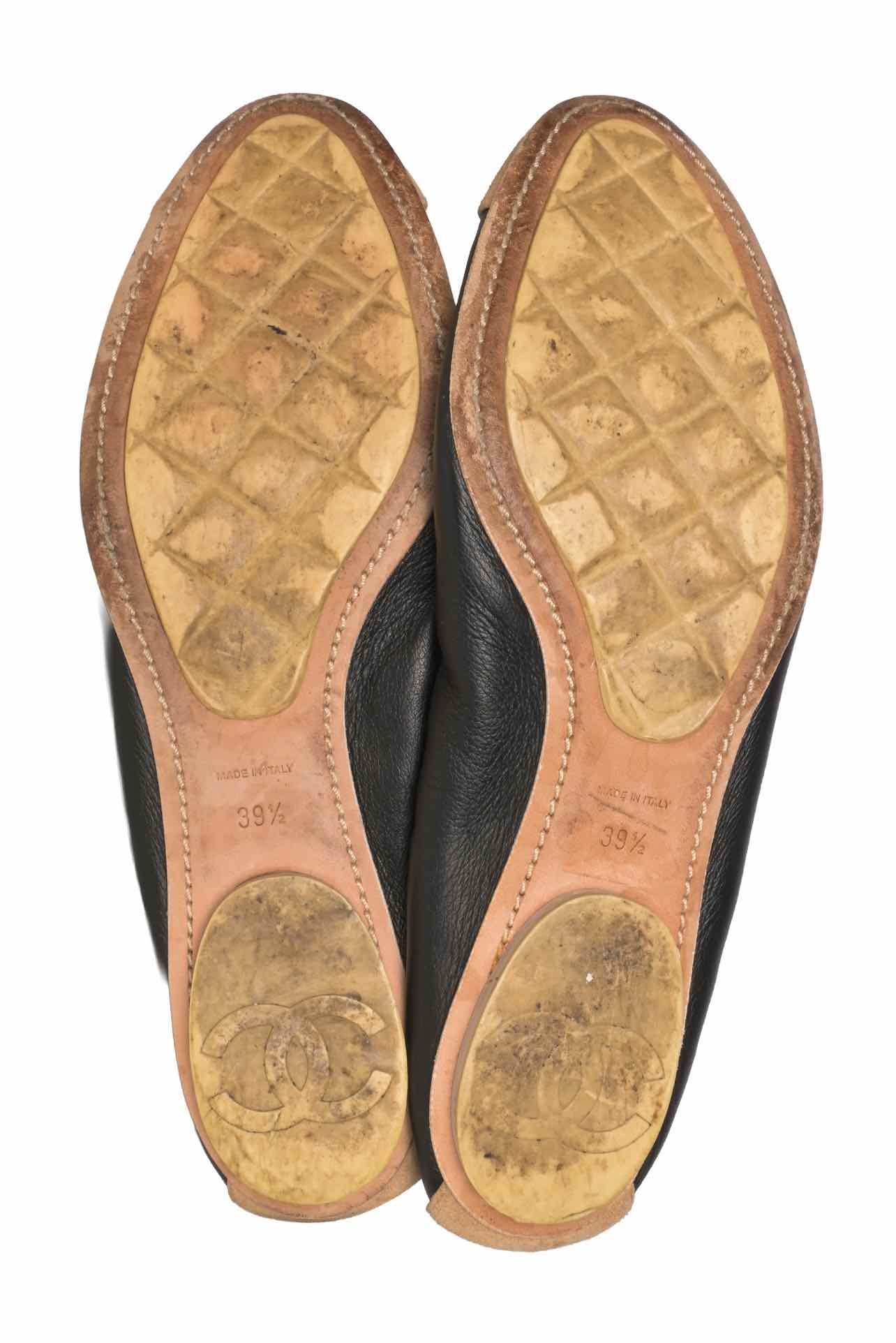Chanel Size 39.5 Leather & Suede Ballet Flats - Image 6