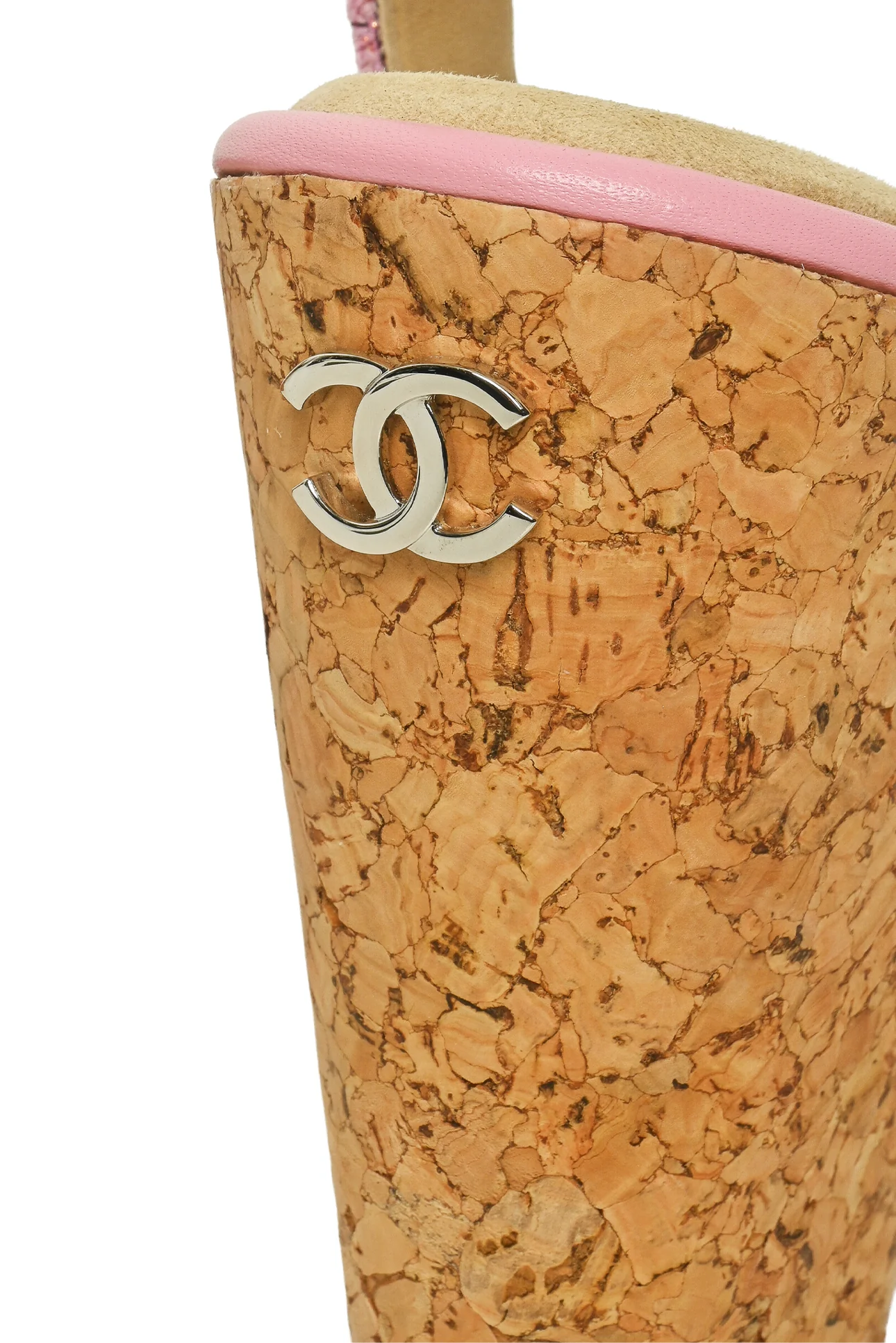 Chanel Size 39 Tweed & Cork CC Wedge Sandals - Image 7