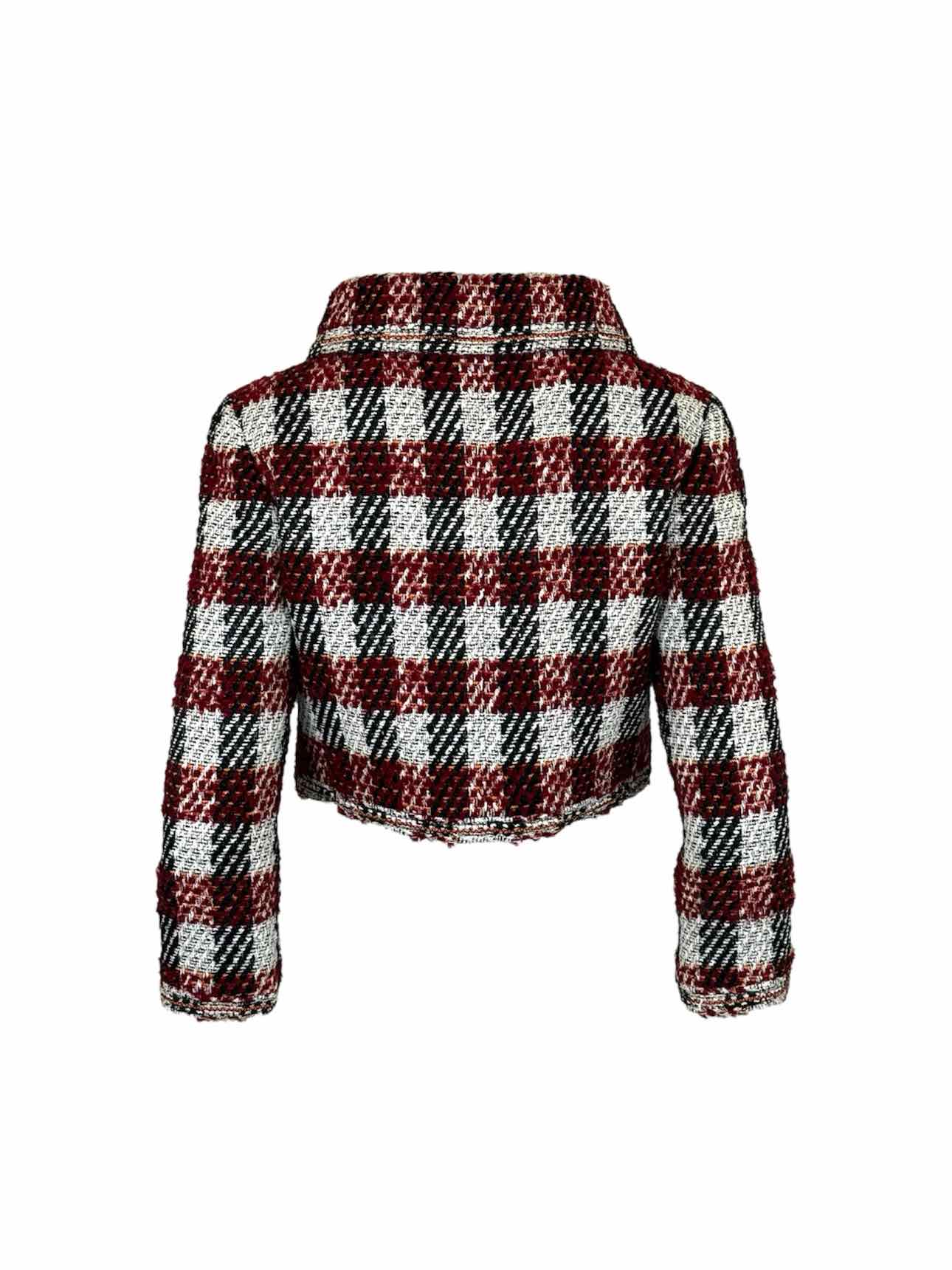 Chanel Size 40 Cropped Plaid Tweed Jacket - Image 2