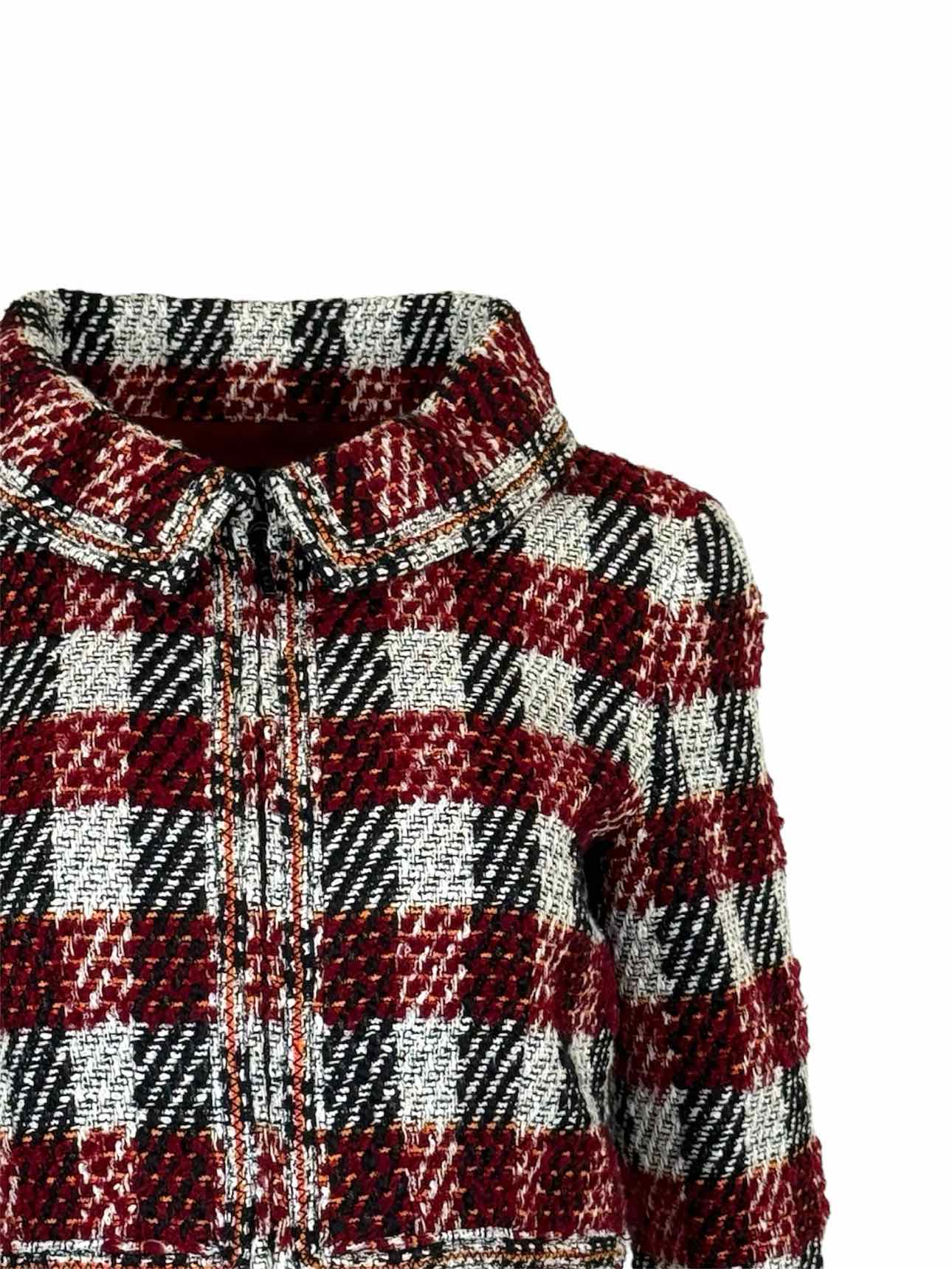 Chanel Size 40 Cropped Plaid Tweed Jacket - Image 3