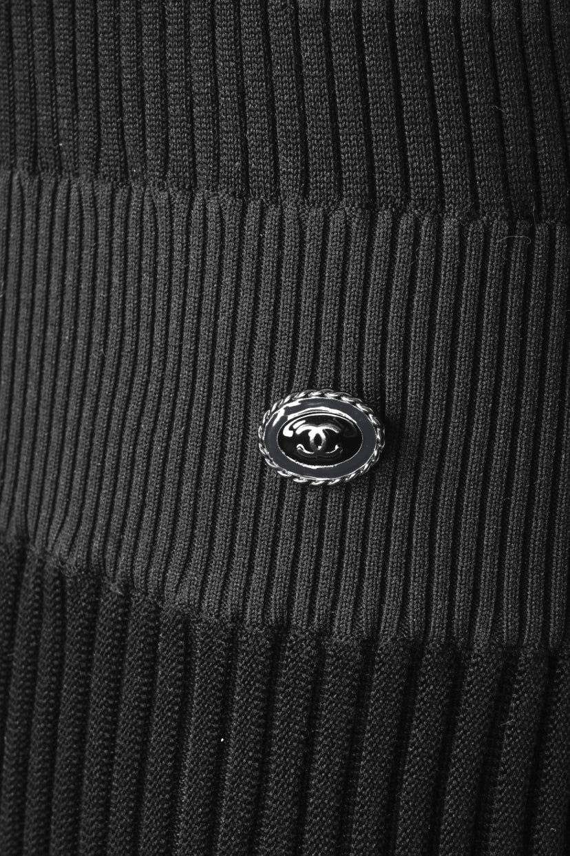 Chanel Size 40 Interlocking CC Ribbed Long Sleeve Dress - Image 3