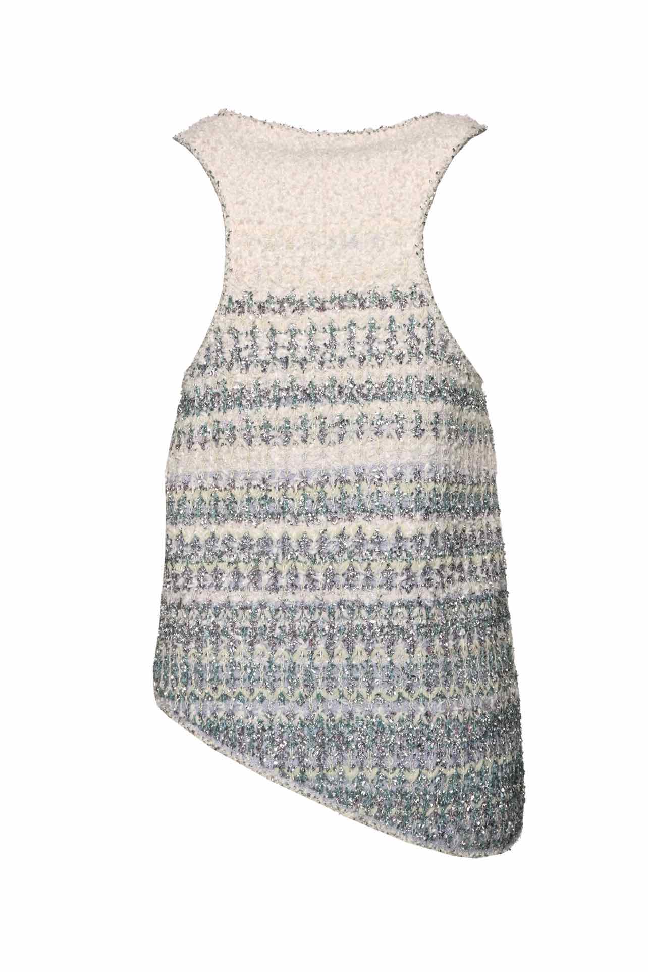 Chanel Size 40 Spring 2018 Waterfall Asymmetrical Metallic Tweed Tank Top - Image 2