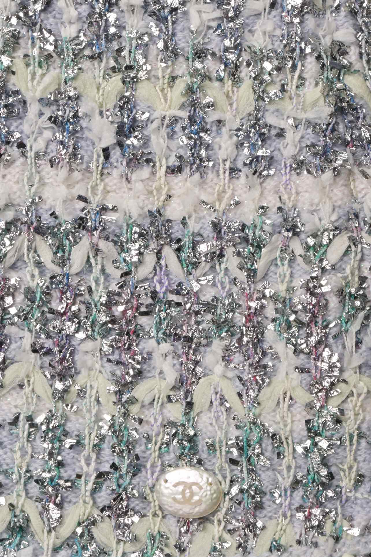 Chanel Size 40 Spring 2018 Waterfall Asymmetrical Metallic Tweed Tank Top - Image 3