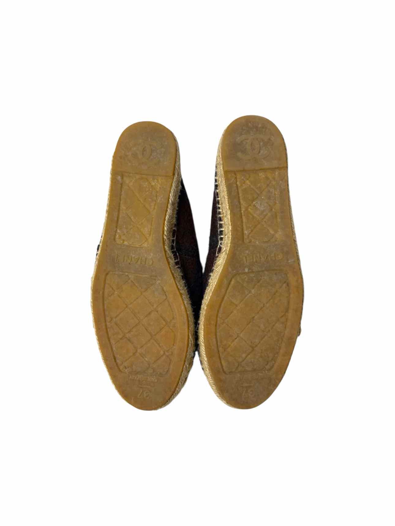 Chanel Wool Logo Espadrilles Size 37 Flats - Image 5