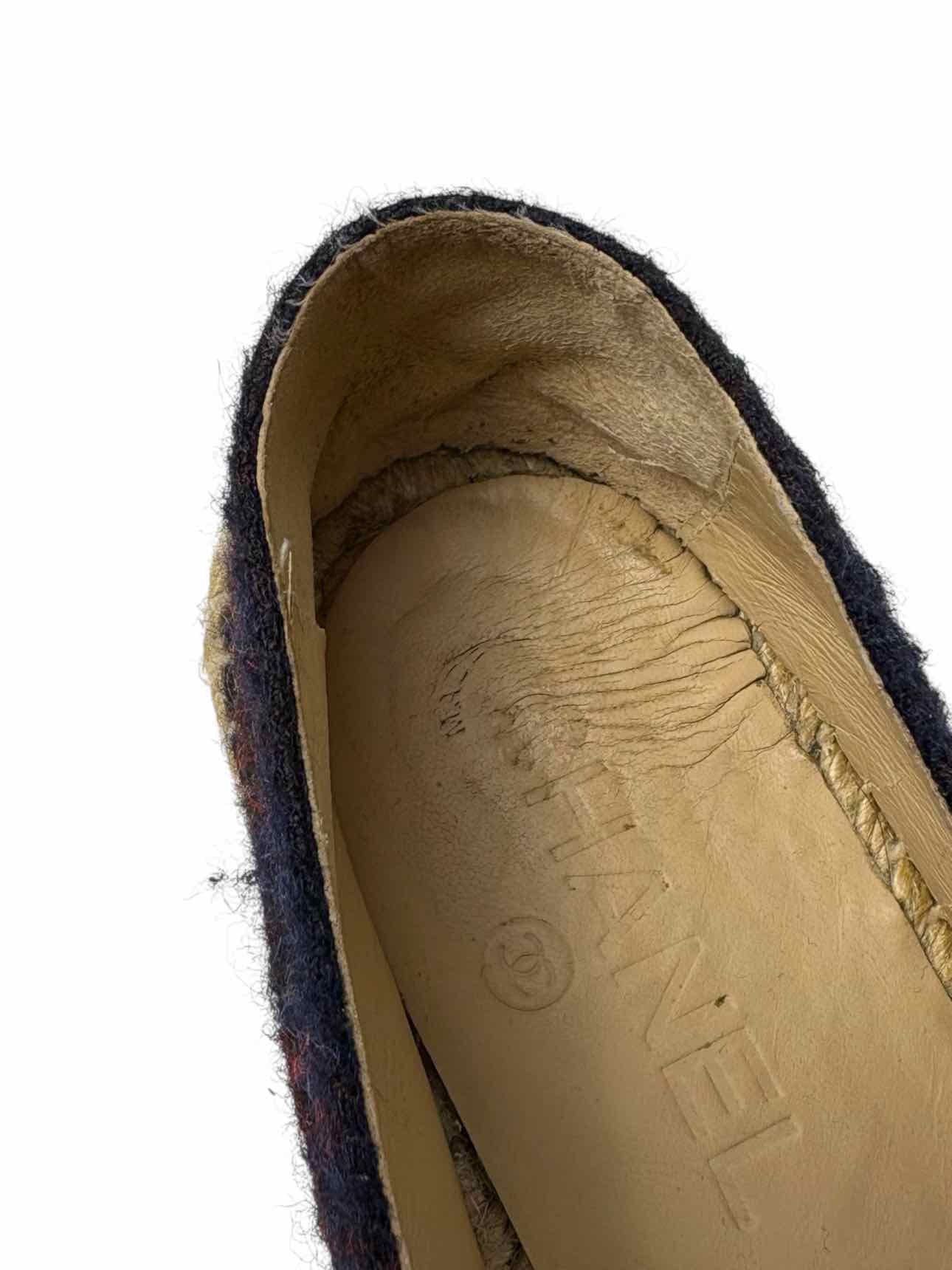 Chanel Wool Logo Espadrilles Size 37 Flats - Image 6