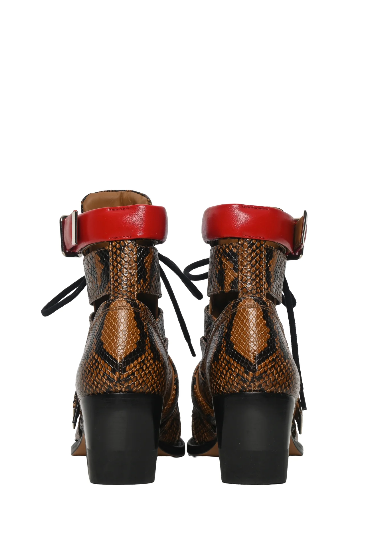 Chloe Size 37.5 Rylee Cutout Snake-Effect Leather Ankle Boots - Image 4