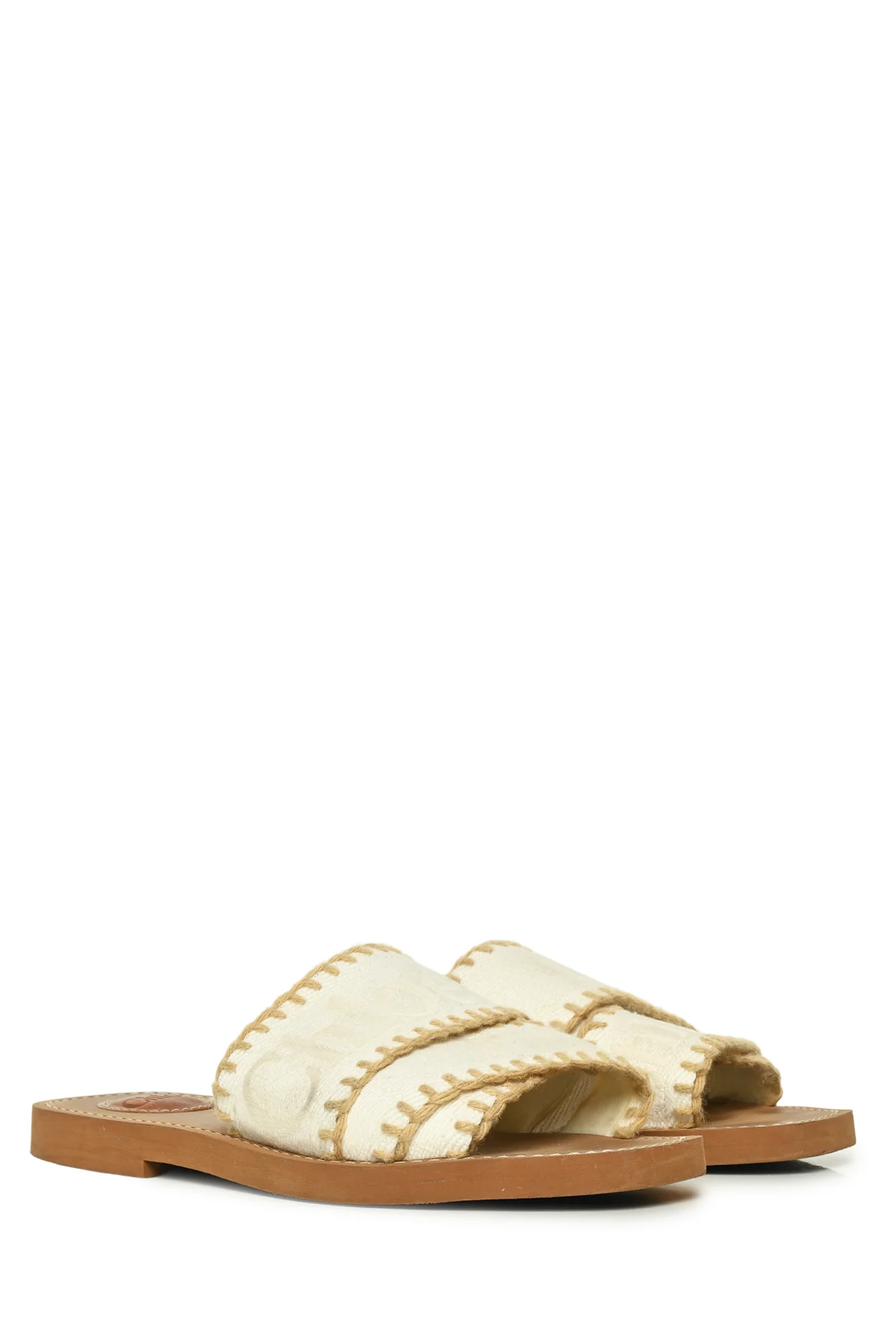 Chloe Size 37 Canvas Woody Flat Mule Sandals - Image 2