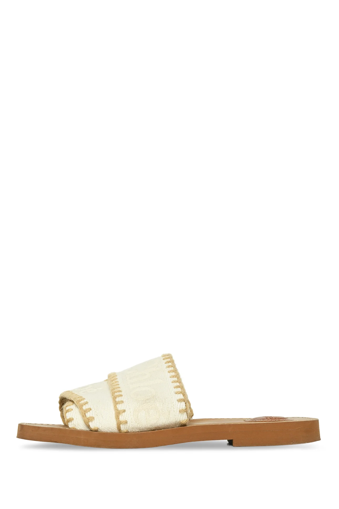 Chloe Size 37 Canvas Woody Flat Mule Sandals - Image 3