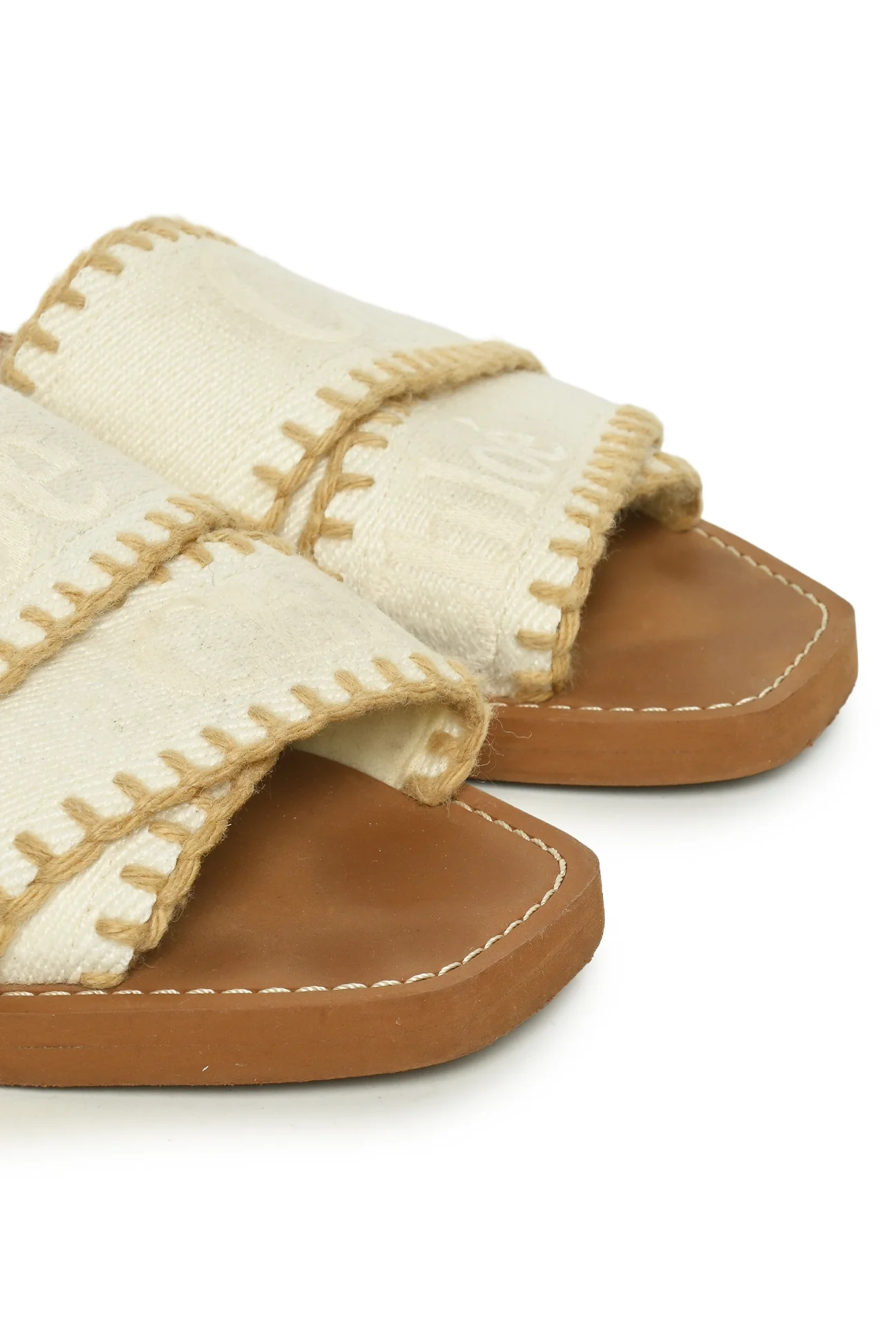 Chloe Size 37 Canvas Woody Flat Mule Sandals - Image 5