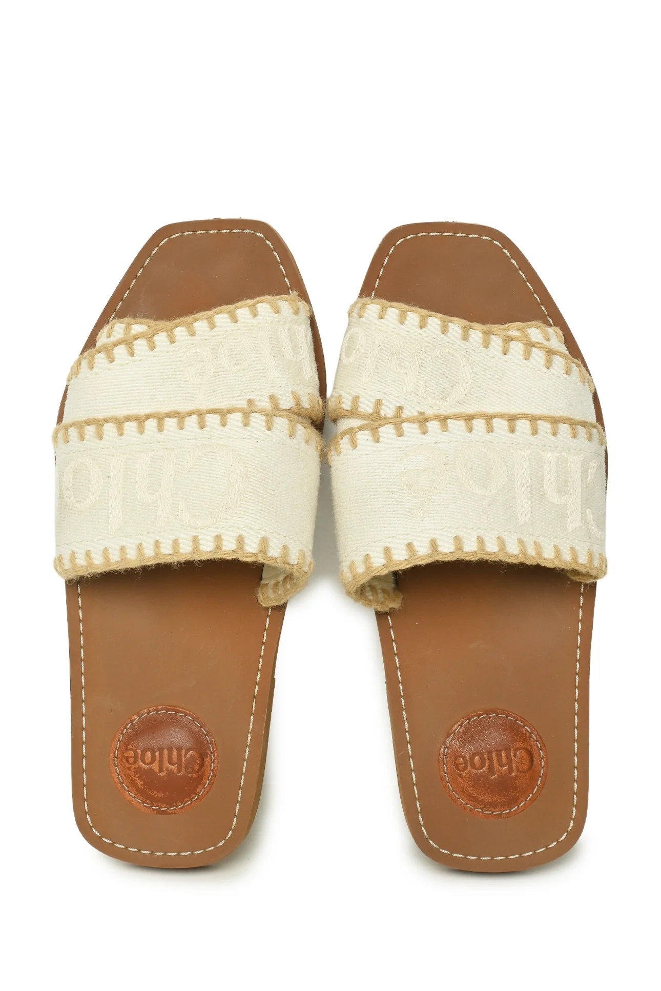 Chloe Size 37 Canvas Woody Flat Mule Sandals - Image 6