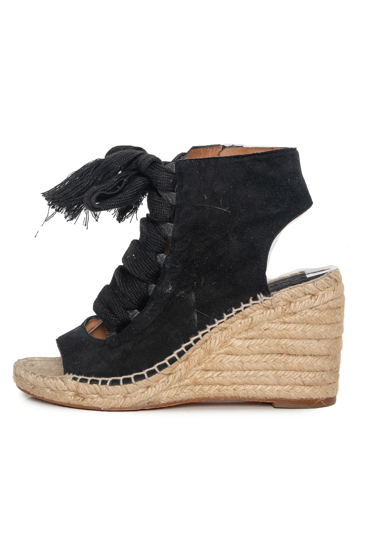 Chloe Size 37 Peep Toe Lace Up Wedge Sandals - Image 3