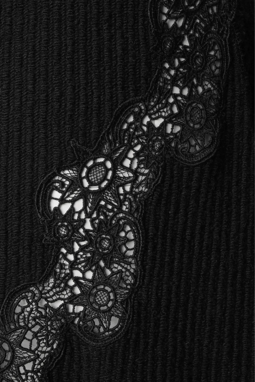 Chloe Size 38 Eyelet Trimmed Wool Mini Dress - Image 3
