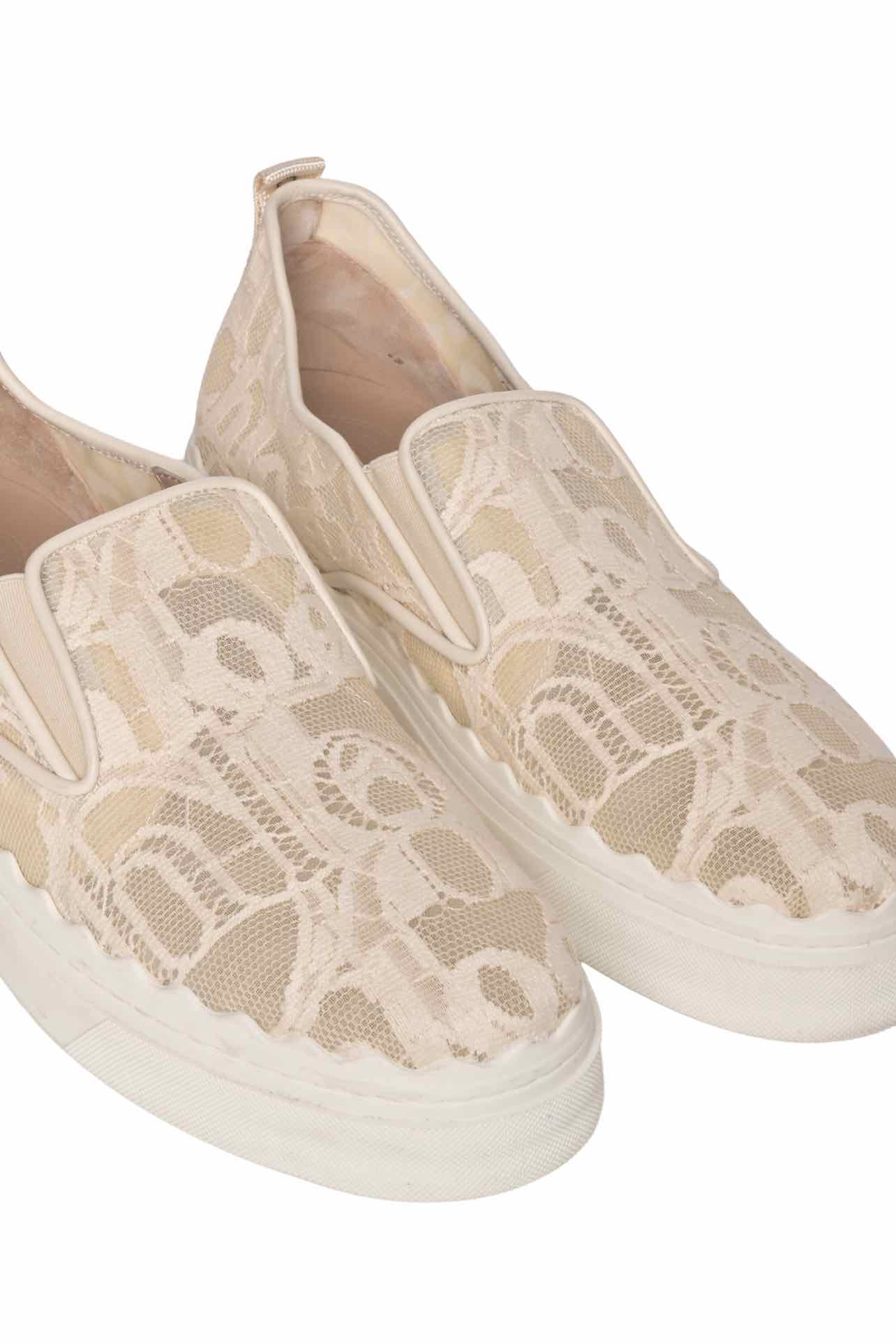 Chloe Size 41 Lauren Lace Slip On Sneaker - Image 4
