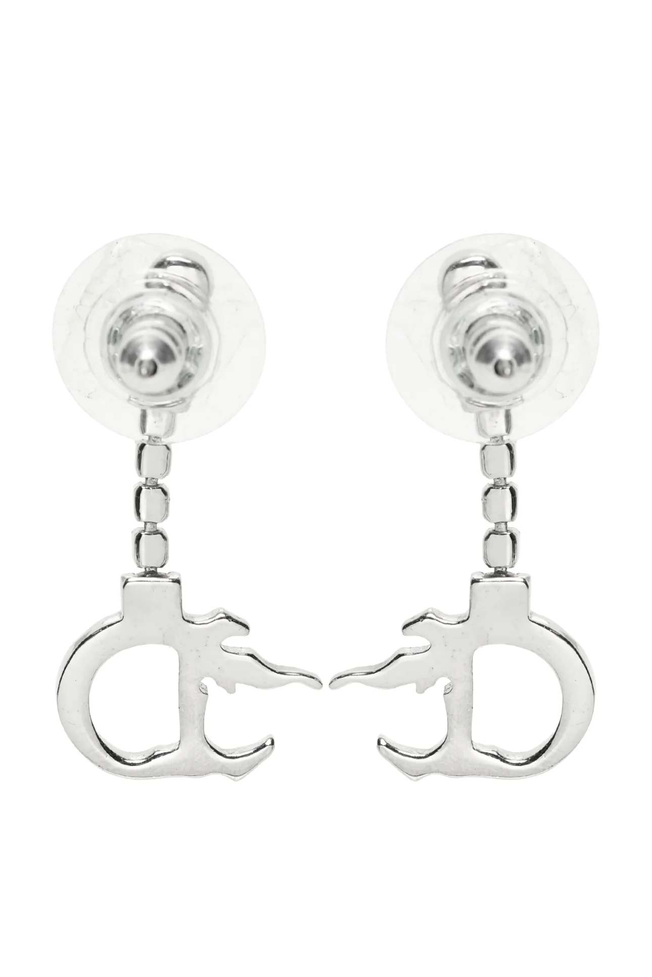 Christian Dior 'D' Logo Crystal Drop Earrings - Image 2