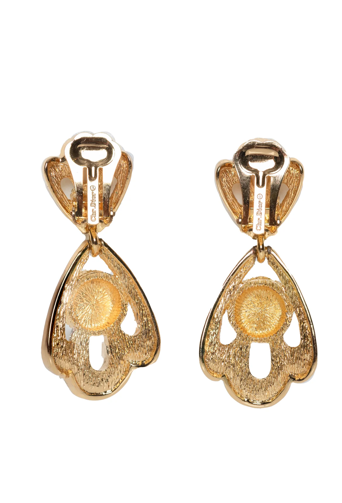 Christian Dior Embellished Drop Clip On Earrings - Image 2