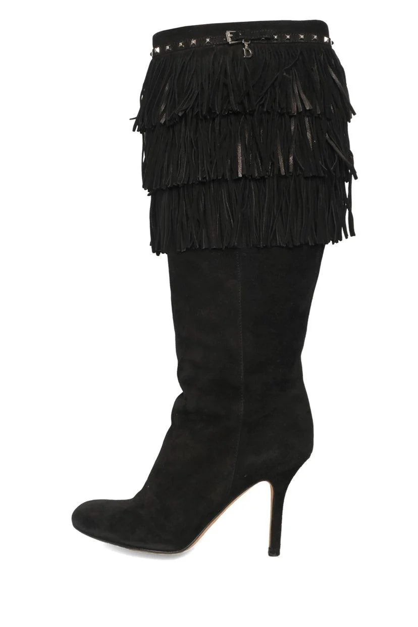 Christian Dior Size 36 Suede Fringe Knee High Boots - Image 3