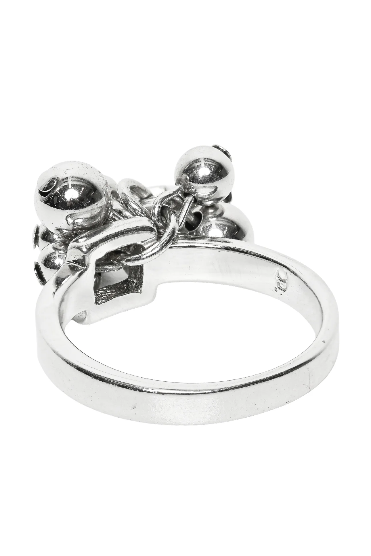 Christian Dior Size 6 Beaded 'D' Logo Charm Ring - Image 2