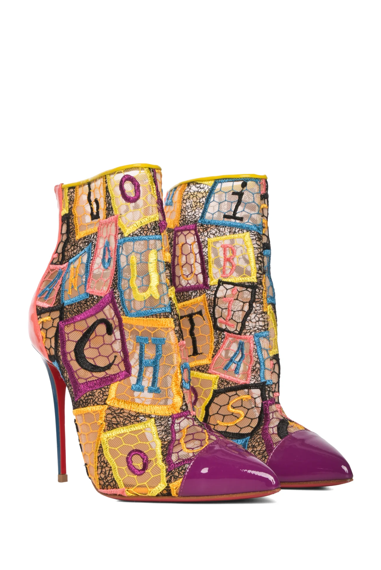 Christian Louboutin Size 37 Mesh Letter Embroidered Booties - Image 2