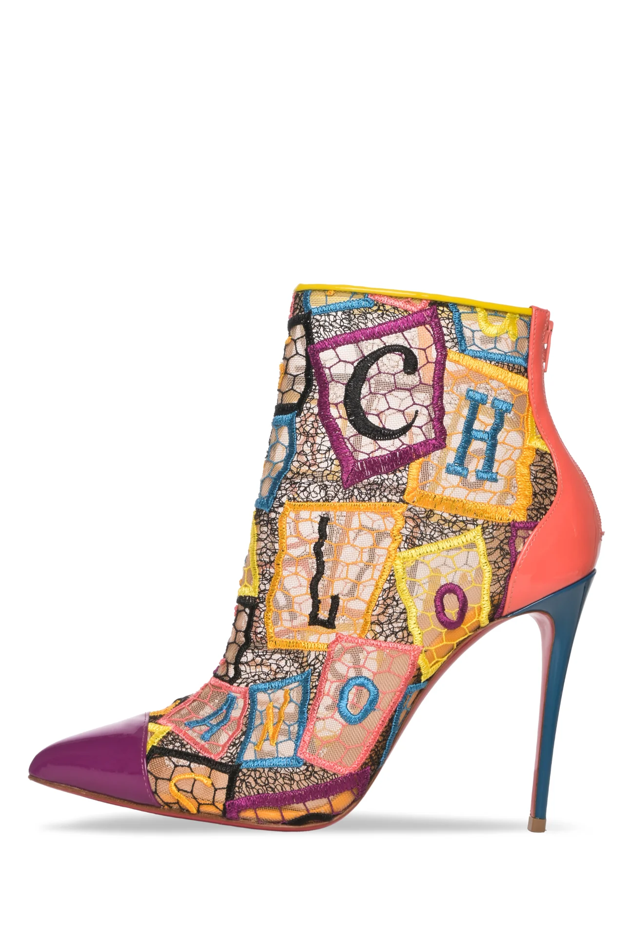 Christian Louboutin Size 37 Mesh Letter Embroidered Booties - Image 3