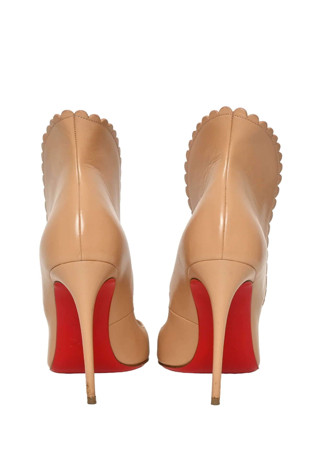 Christian Louboutin Size 38.5 Scalloped Leather Pijonina 100 Pumps - Image 4