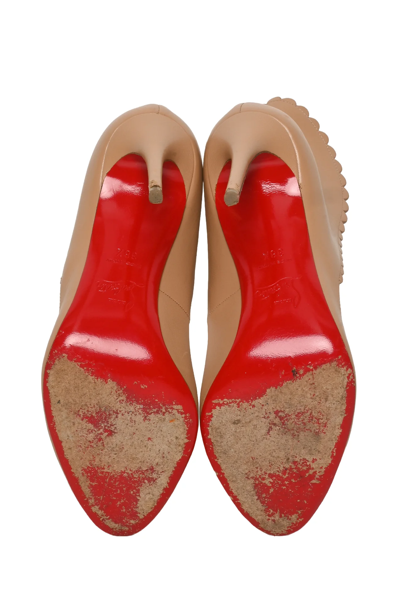 Christian Louboutin Size 38.5 Scalloped Leather Pijonina 100 Pumps - Image 6