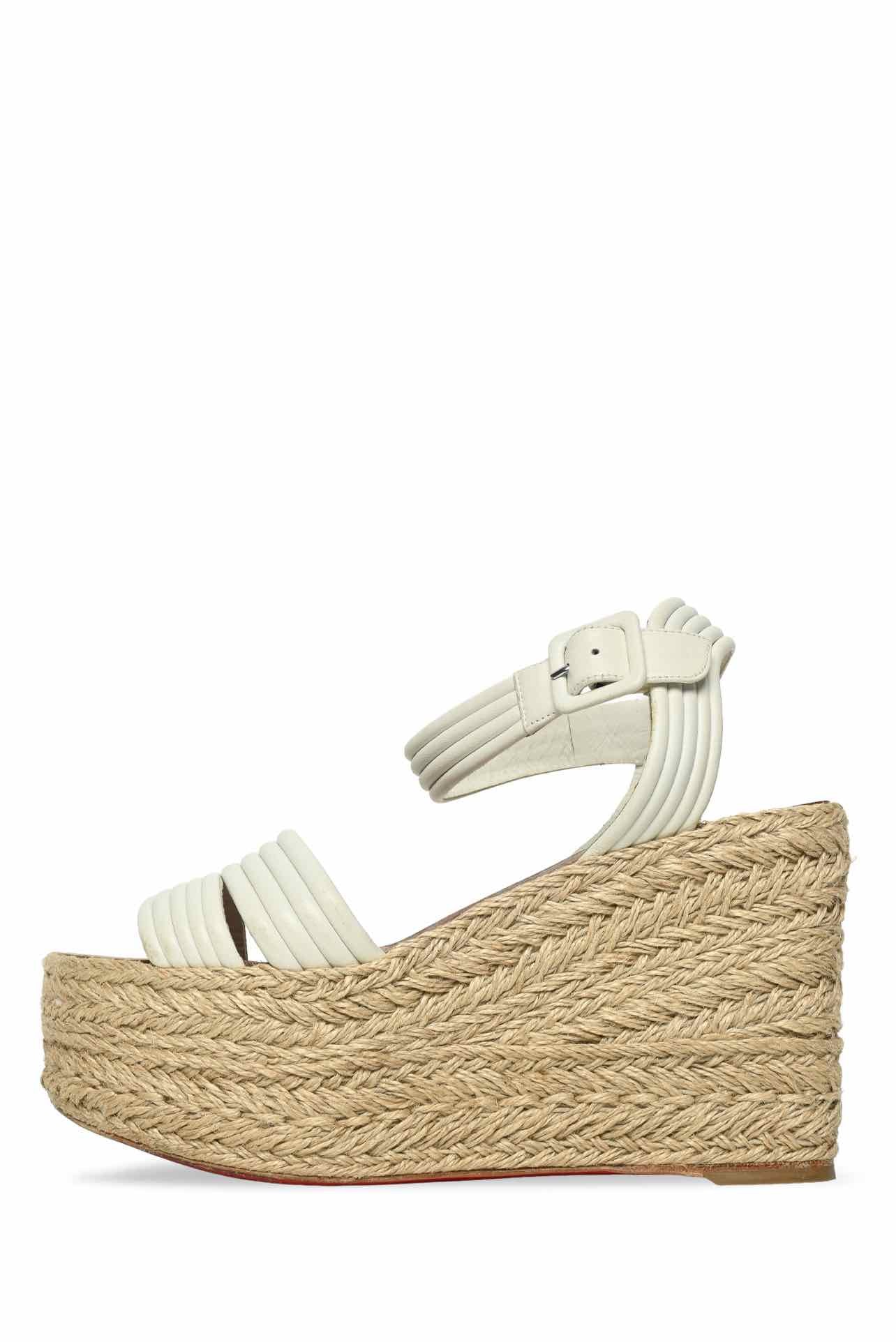 Christian Louboutin Size 39 Manola Leather Espadrille Wedges Sandals - Image 4