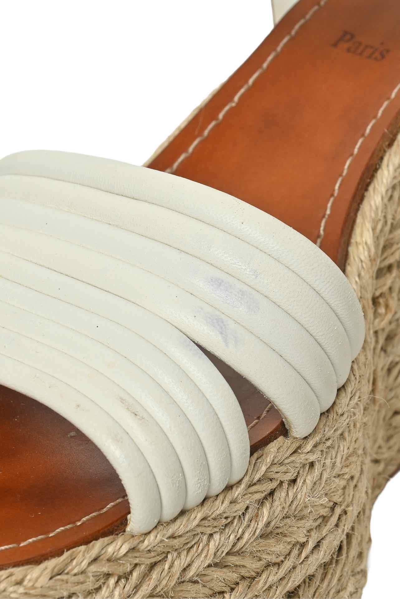 Christian Louboutin Size 39 Manola Leather Espadrille Wedges Sandals - Image 5