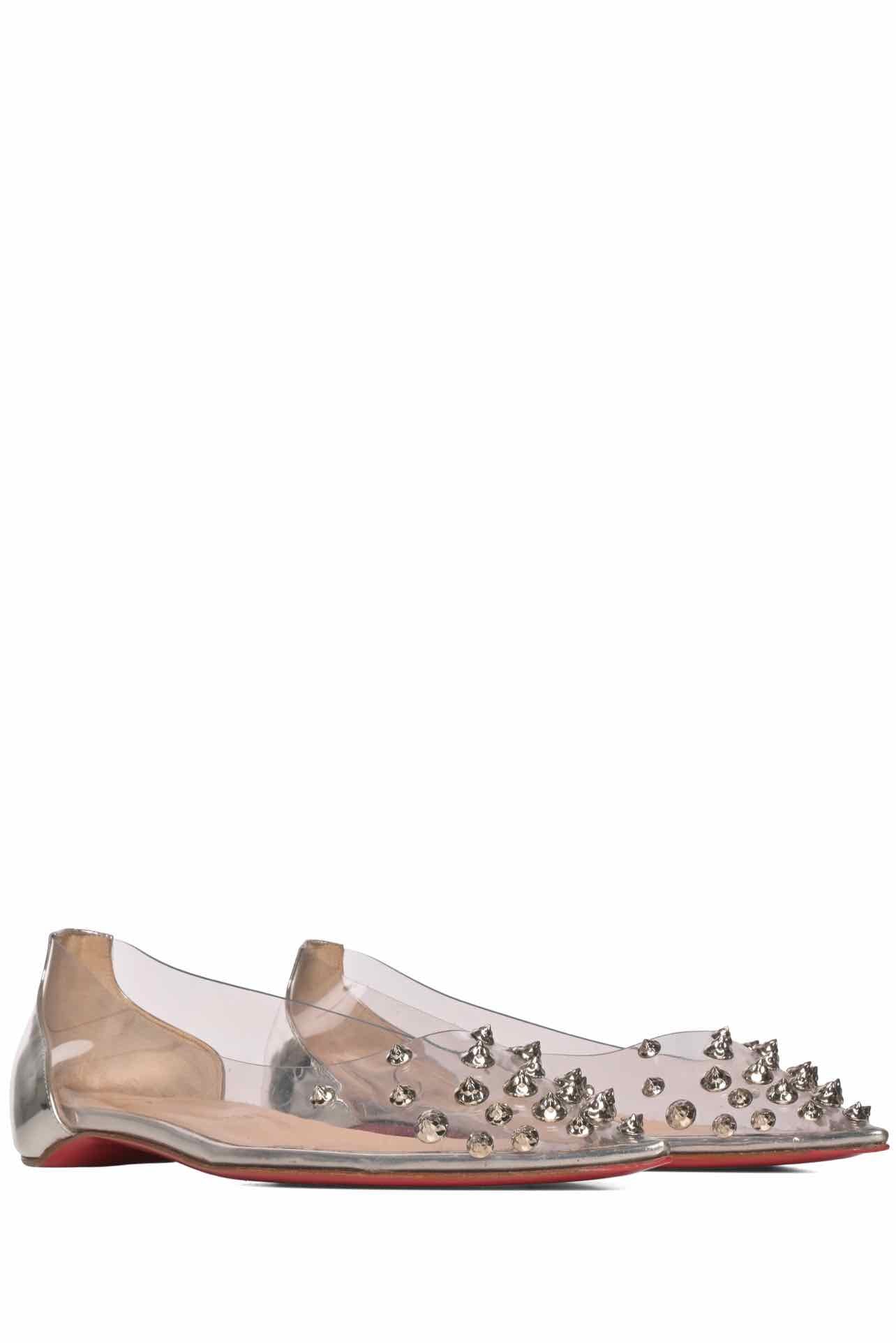 Christian Louboutin Size 41 Collaclou Spiked PVC Point Toe Flats - Image 2