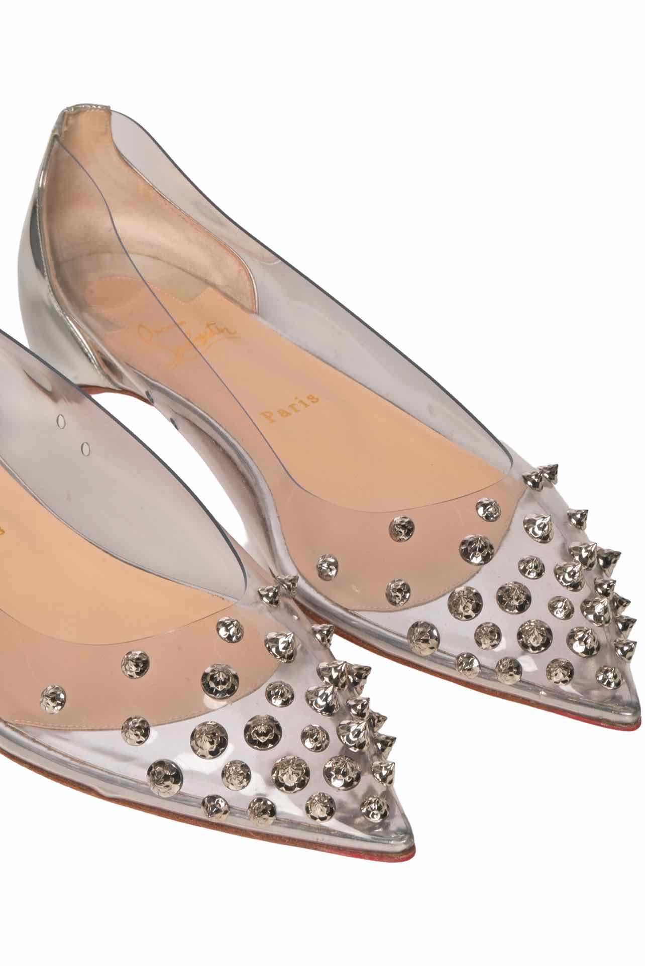 Christian Louboutin Size 41 Collaclou Spiked PVC Point Toe Flats - Image 4