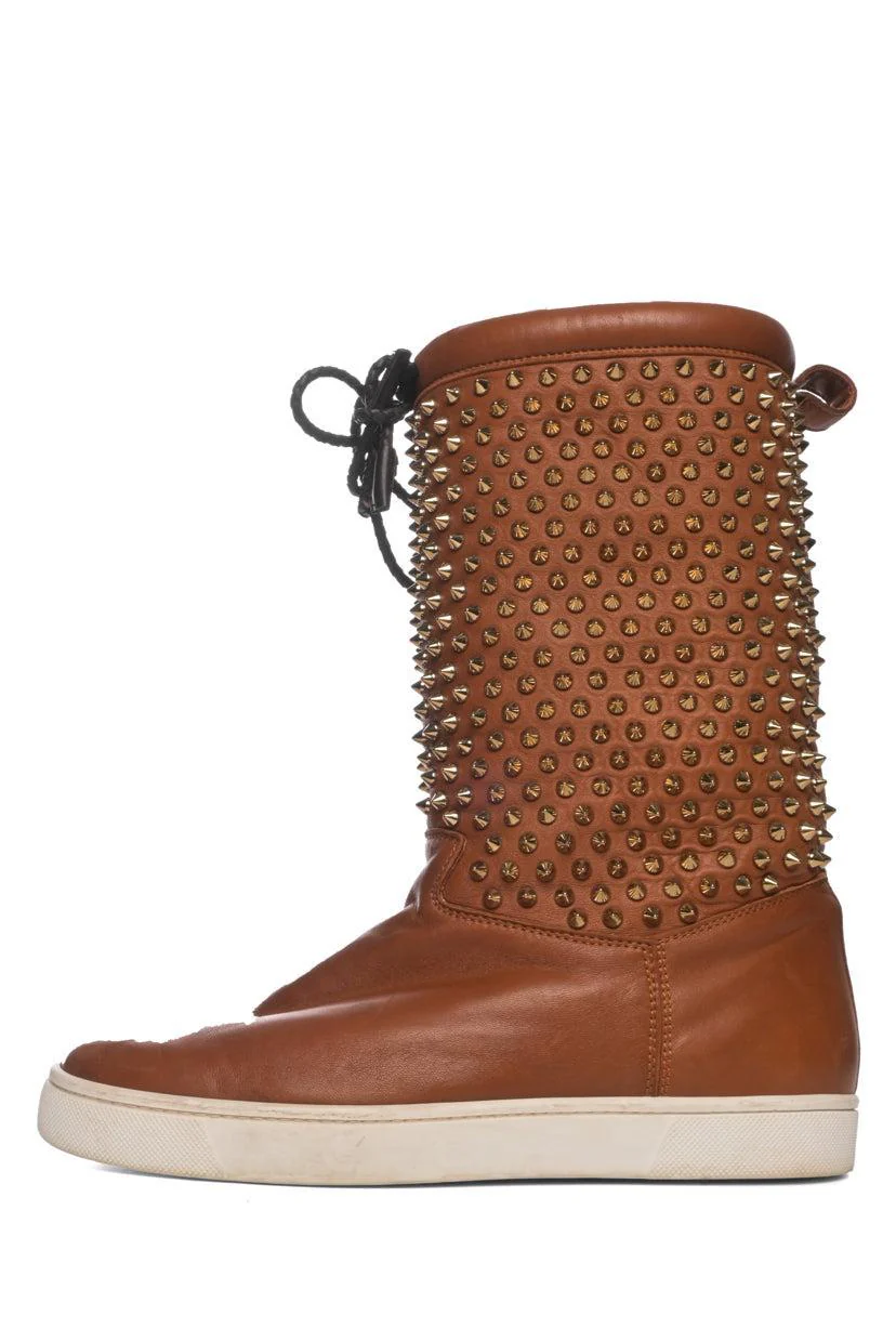 Christian Louboutin Size 9 Surlapony Spiked Mid Calf Ankle Boots - Image 3