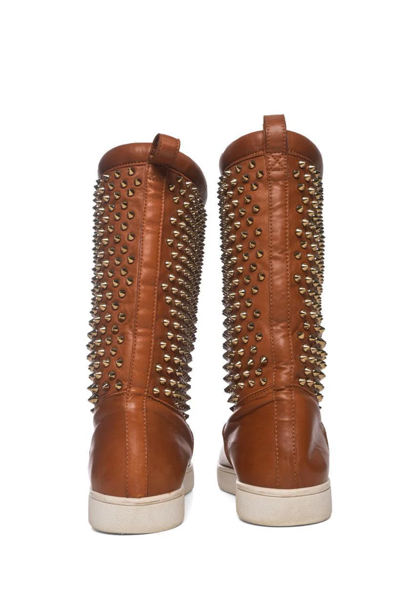 Christian Louboutin Size 9 Surlapony Spiked Mid Calf Ankle Boots - Image 4